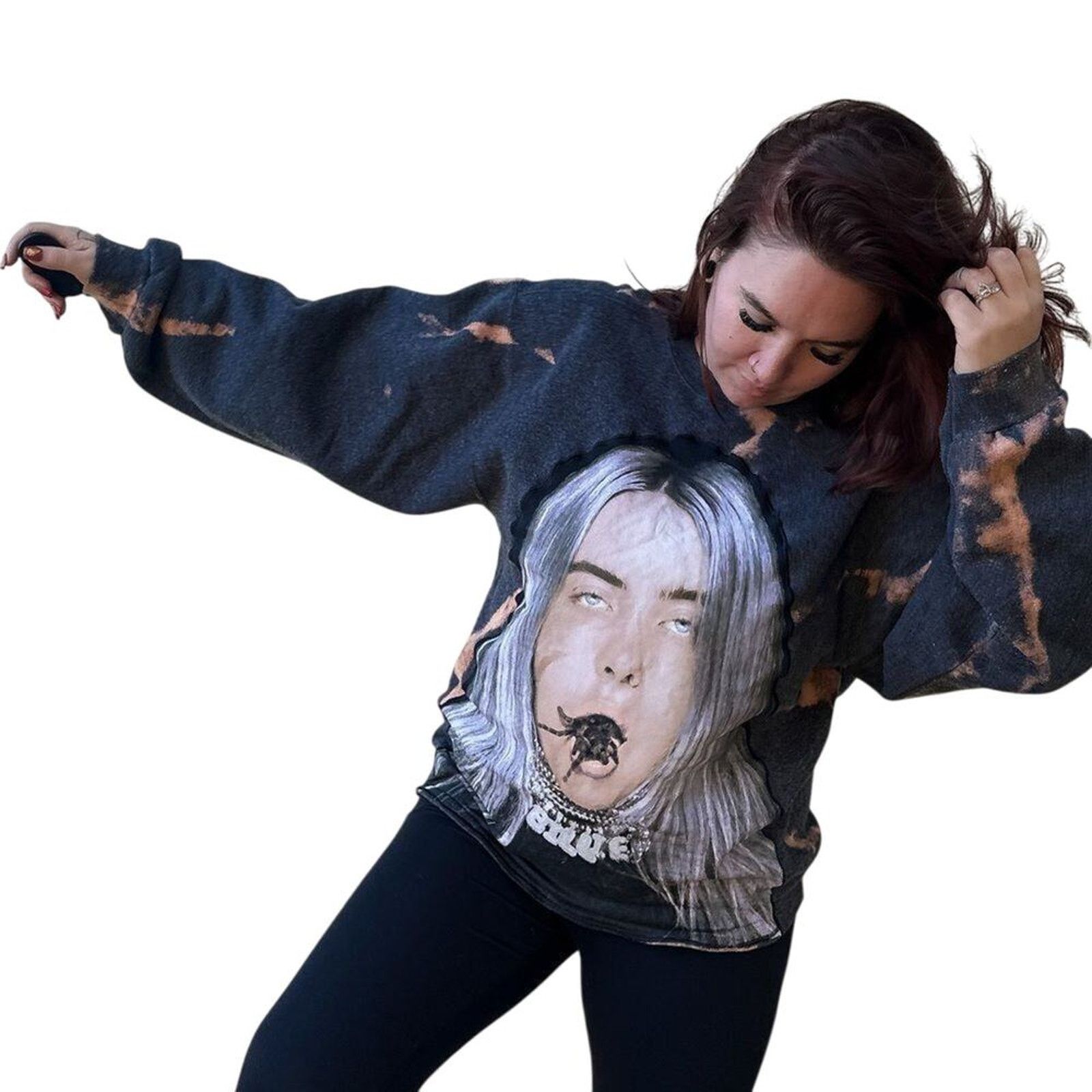 Other Billie Eilish Upcycled Bleach Dyed Crewneck Sweatshirt OOAK Size US L / EU 52-54 / 3 - 3 Thumbnail