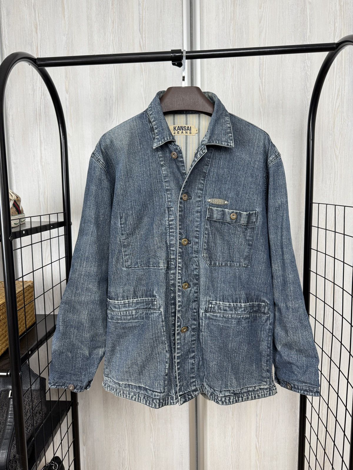 Japanese Brand VINTAGE CHORE DENIM WORK JACKET KANSAI JEANS CHECK LINING Size US M / EU 48-50 / 2 - 1 Thumbnail