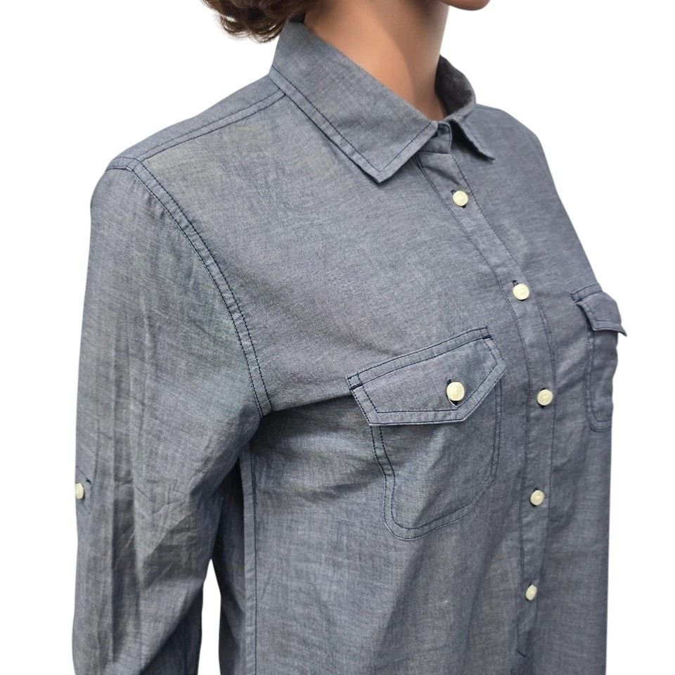 J.Crew J. Crew Chambray Popover Tunic Shirt M Long Sleeve Roll tab Size M / US 6-8 / IT 42-44 - 7 Thumbnail