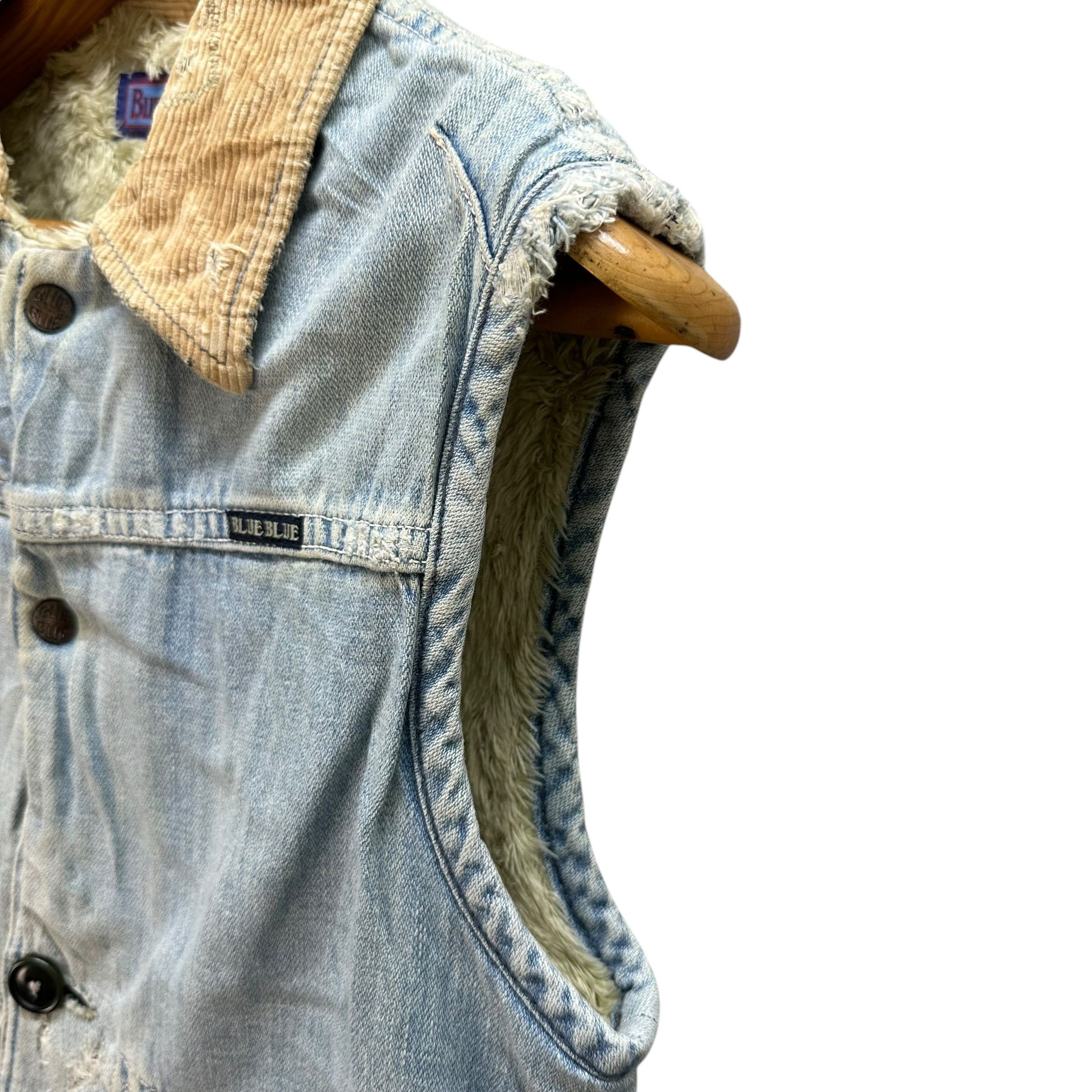 Blue Blue Japan 80's BLUE BLUE Trashed Work Western Denim Vest #A70-1708 Size US S / EU 44-46 / 1 - 9 Thumbnail