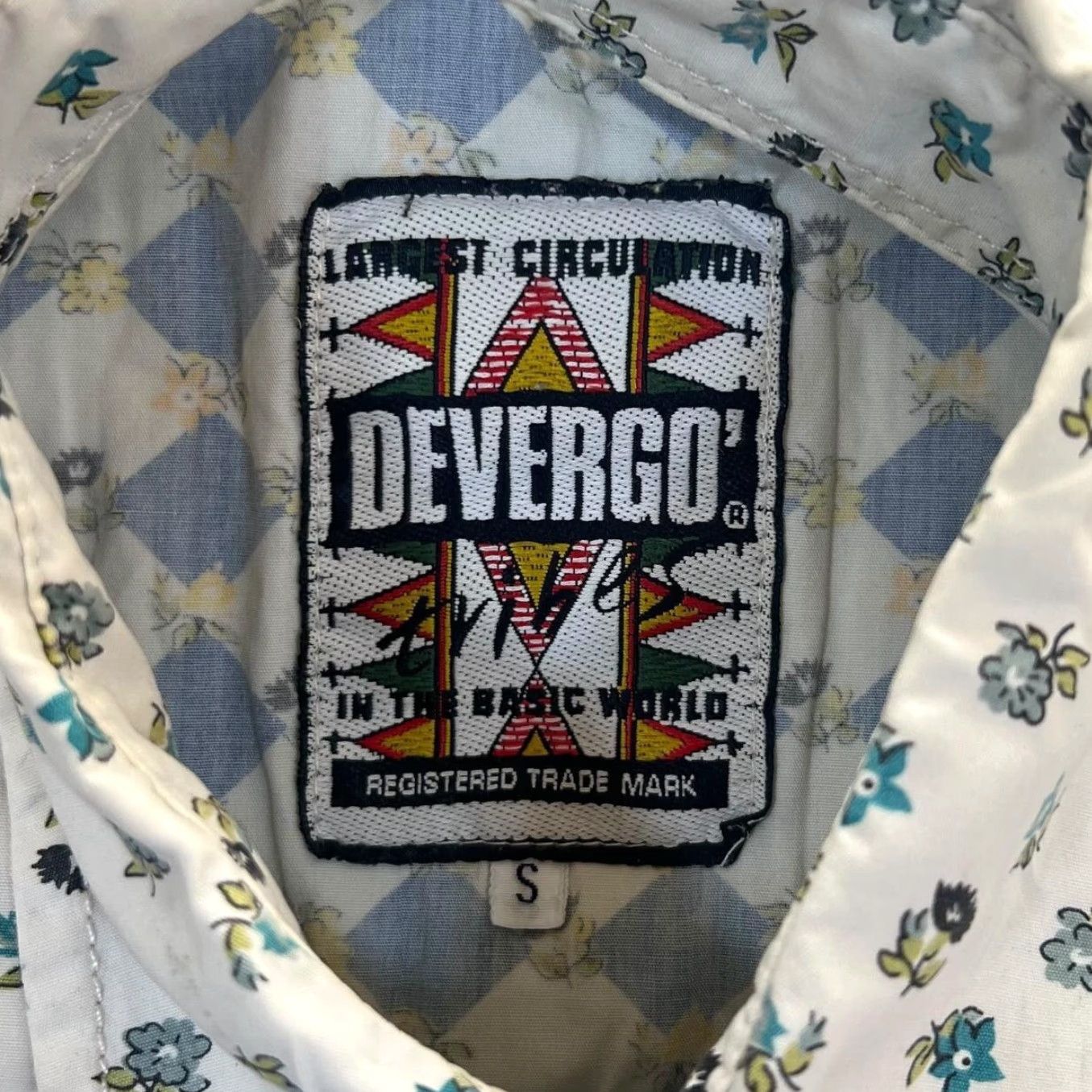 Vintage Vintage Devergo Floral Checkerboard Patterned Cowboy Western Shirt S M L Men Button-Up Collared Blue Floral Western, 90s, Vintage Mens Shirt Size US S / EU 44-46 / 1 - 5 Thumbnail