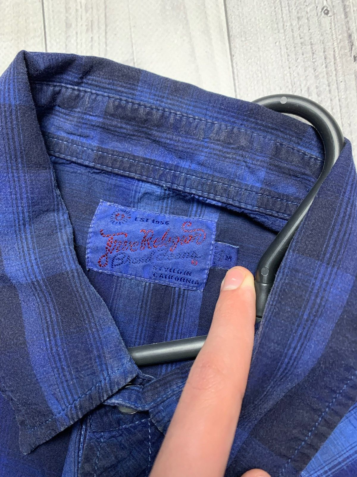 Vintage True religion plaid shirt size M blue rare