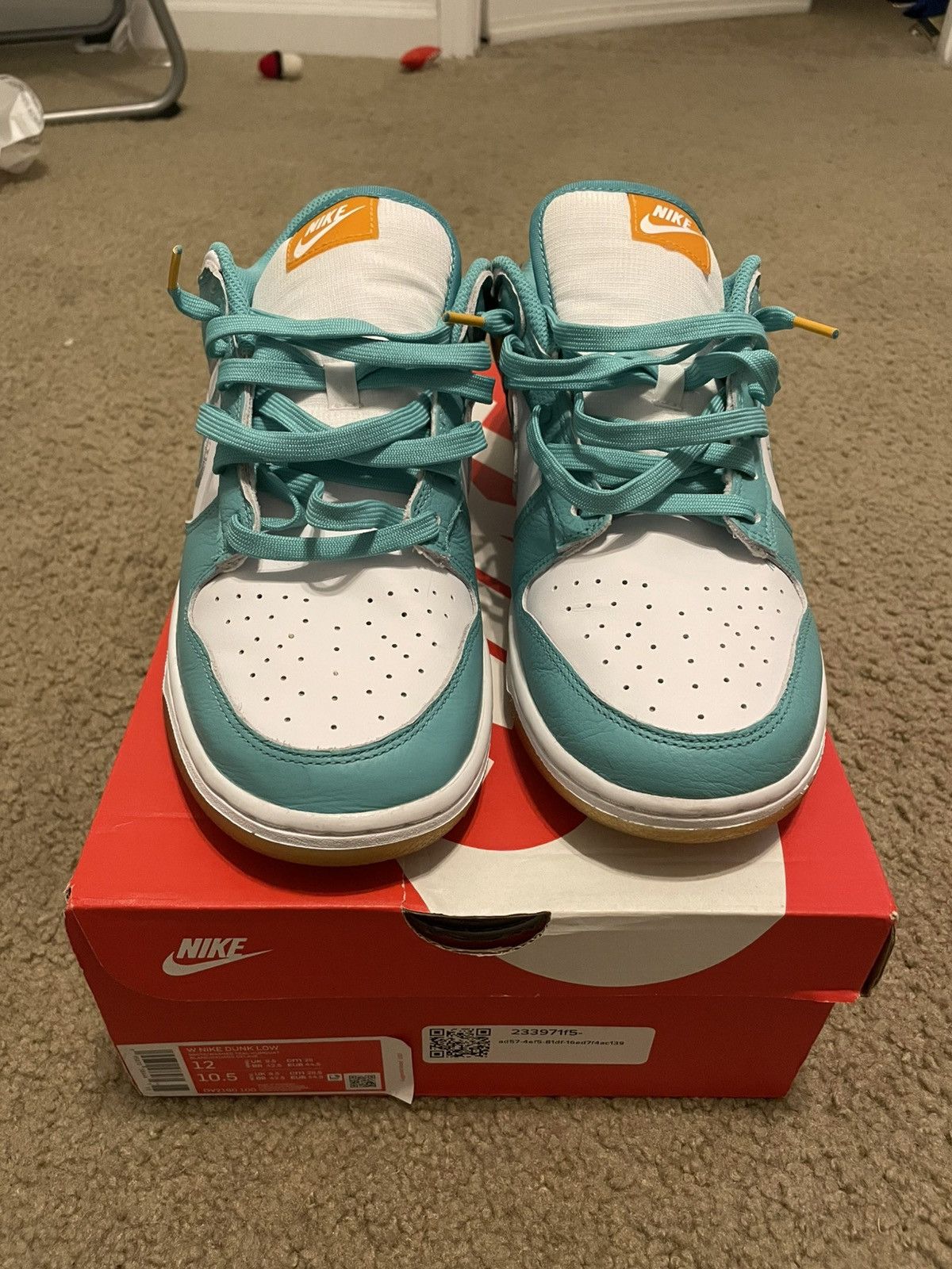 Nike Nike Dunk Low White/Washed Teal Size US 10.5 / EU 43-44 - 4 Thumbnail