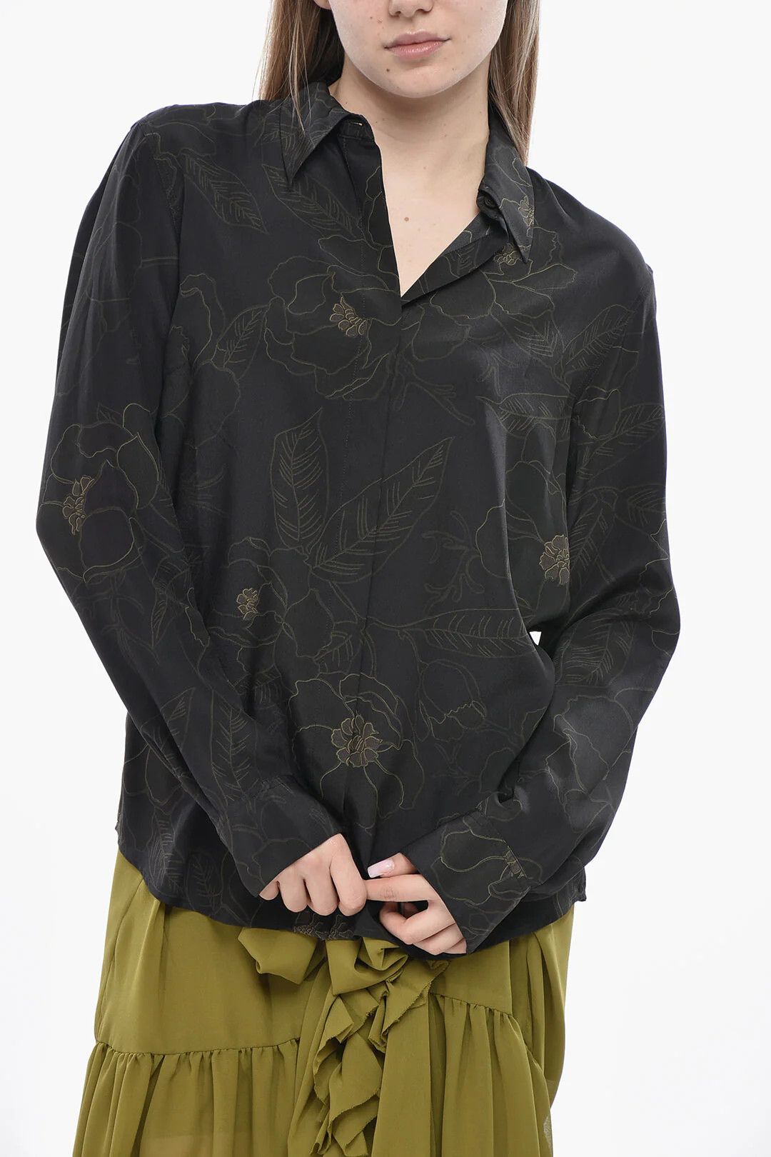 Dries Van Noten og1mm0426 Silk Blouse in Black Size M / US 6-8 / IT 42-44 - 1 Thumbnail