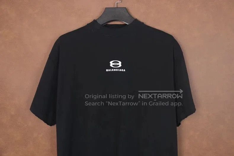 Balenciaga Balenciaga Black Distressed Hem Short Sleeve T-Shirt. Size US XXL / EU 58 / 5 - 2 Thumbnail