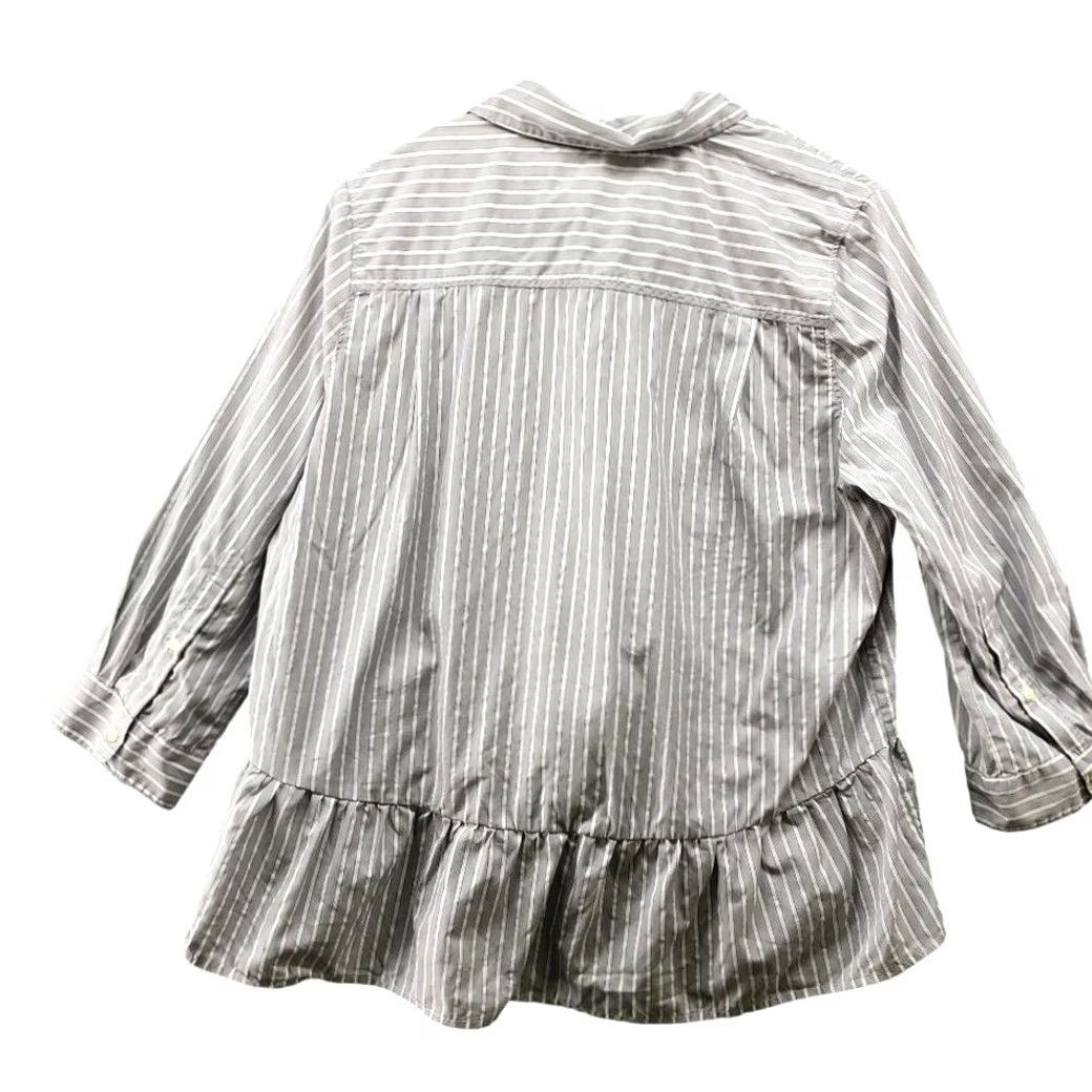 Vintage Trovota Birds Of Paradis Shirt Womens L Gray Striped Button Up 3/4 Sleeve Peplum Long Sleeve Casual Shirt Size L / US 10 / IT 46 - 2 Thumbnail