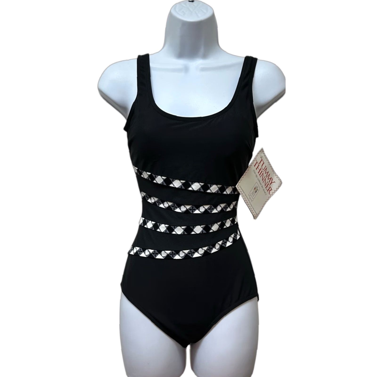 Etro VINTAGE It Figures Black Tummy Thinner Swimsuit Full Coverage Size 8 Womens Size ONE SIZE - 1 Thumbnail