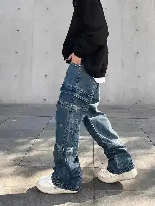 Japanese Brand High street multi-pocket zipper work jeans Size US 32 / EU 48 - 3 Thumbnail