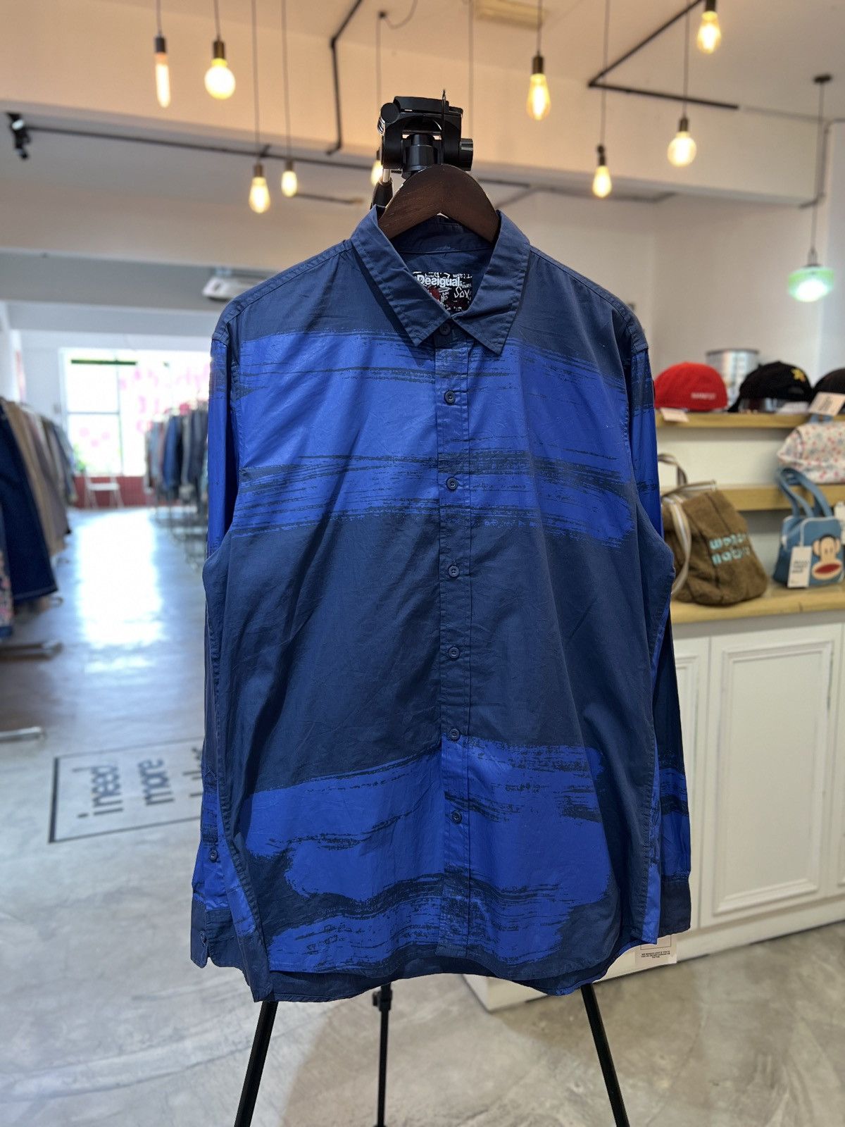 Desigual Desigual Navy & Cobalt Brushstroke L/S Shirt - XL (P24) Size US L / EU 52-54 / 3 - 6 Thumbnail
