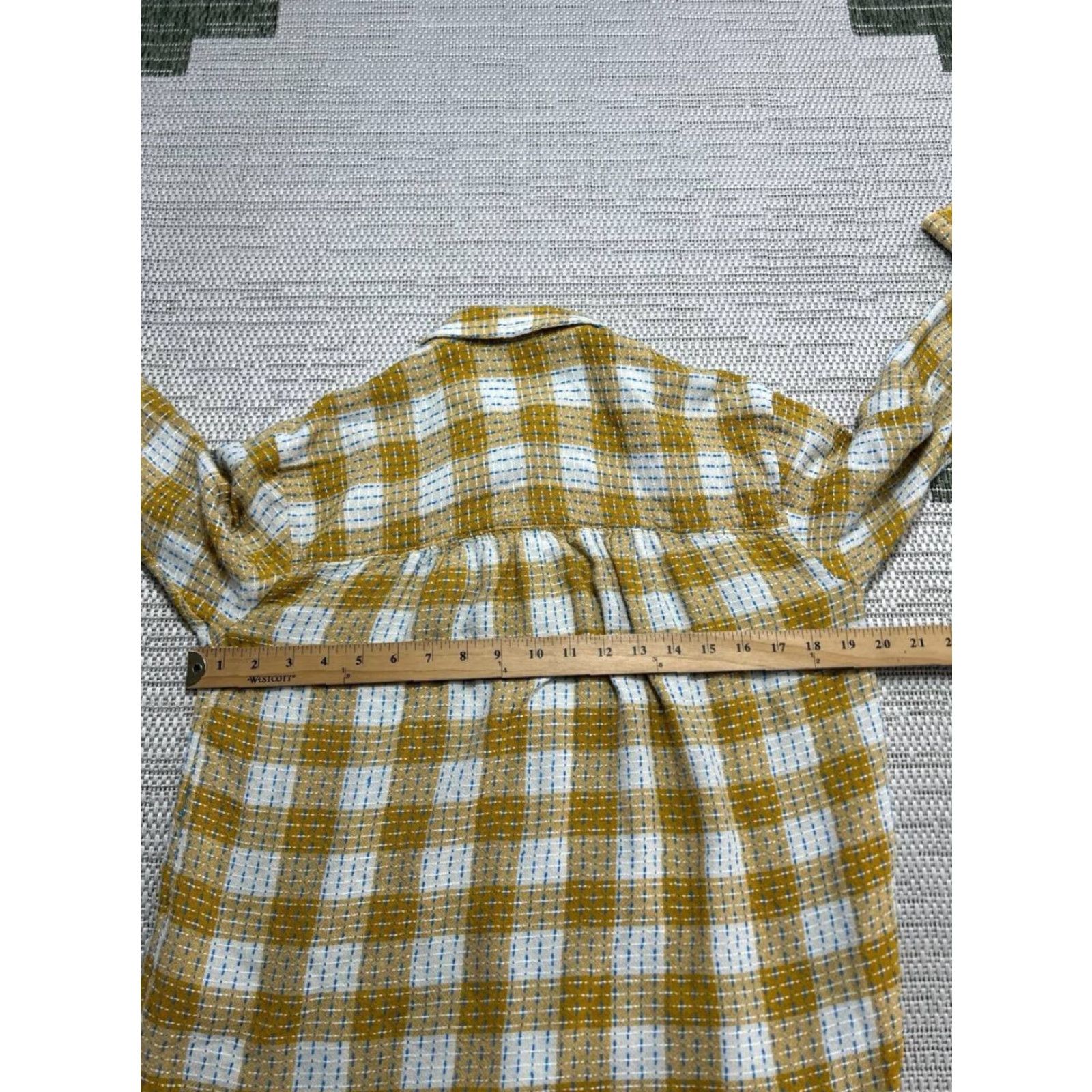 Anthropologie Anthropologie Pilcro Shirt Womens XS Plaid Mustard Yellow Wool Viscose Casual Oversized Size XS / US 0-2 / IT 36-38 - 7 Thumbnail