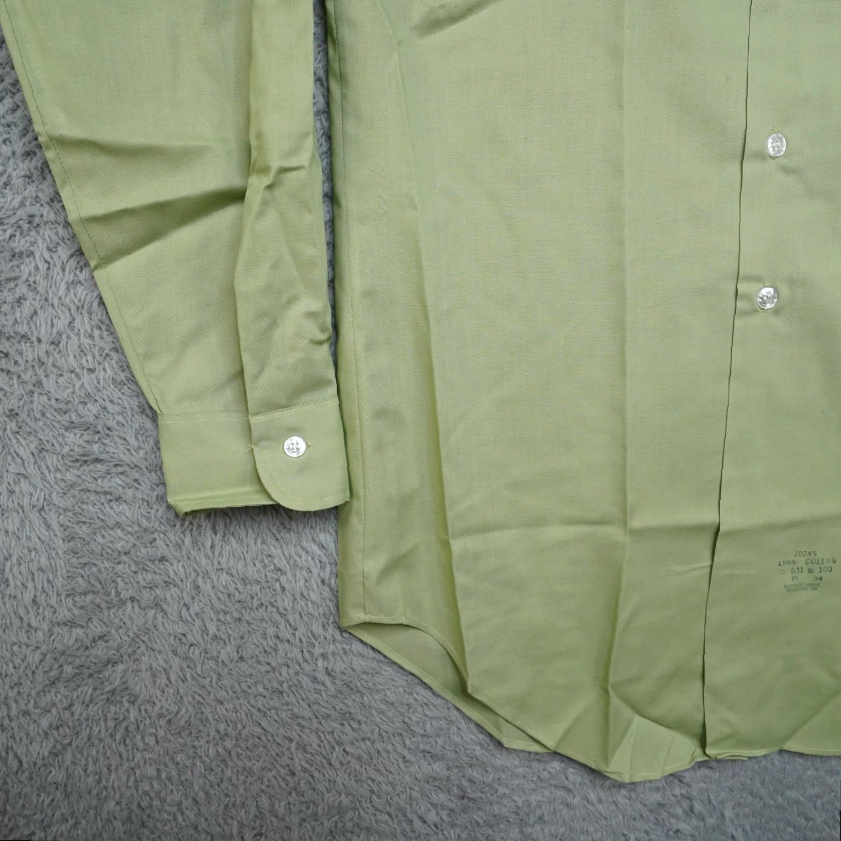 Sears VINTAGE Sears Shirt 15 34 Green 70s Men’s Button-Front Cotton Blend NWT Vintage Sears Men’s Store Shirt 15 34 Green Perma Prest Dress Comfort Size 40R - 6 Thumbnail