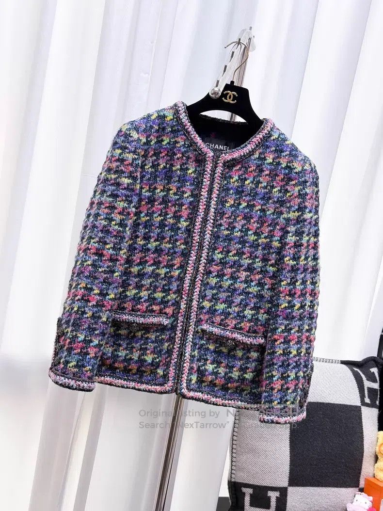 Chanel Chanel Colorful fine flashed bird grid woven tweed long-sl Size S / US 4 / IT 40 - 1 Thumbnail