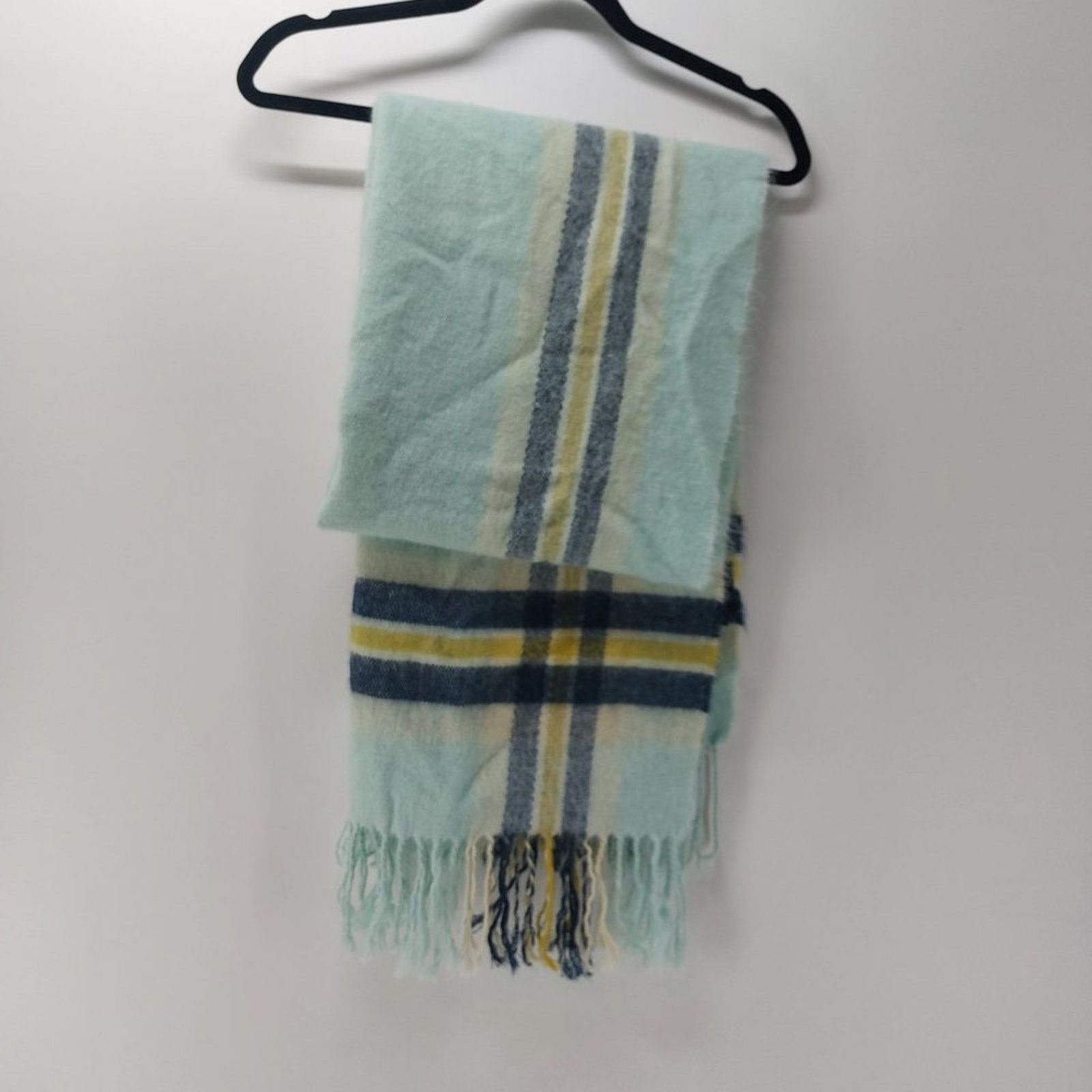 Steve Madden Steve Madden Fuzzy Scarf with Tassels Blue Navy Blue Size ONE SIZE - 10 Thumbnail