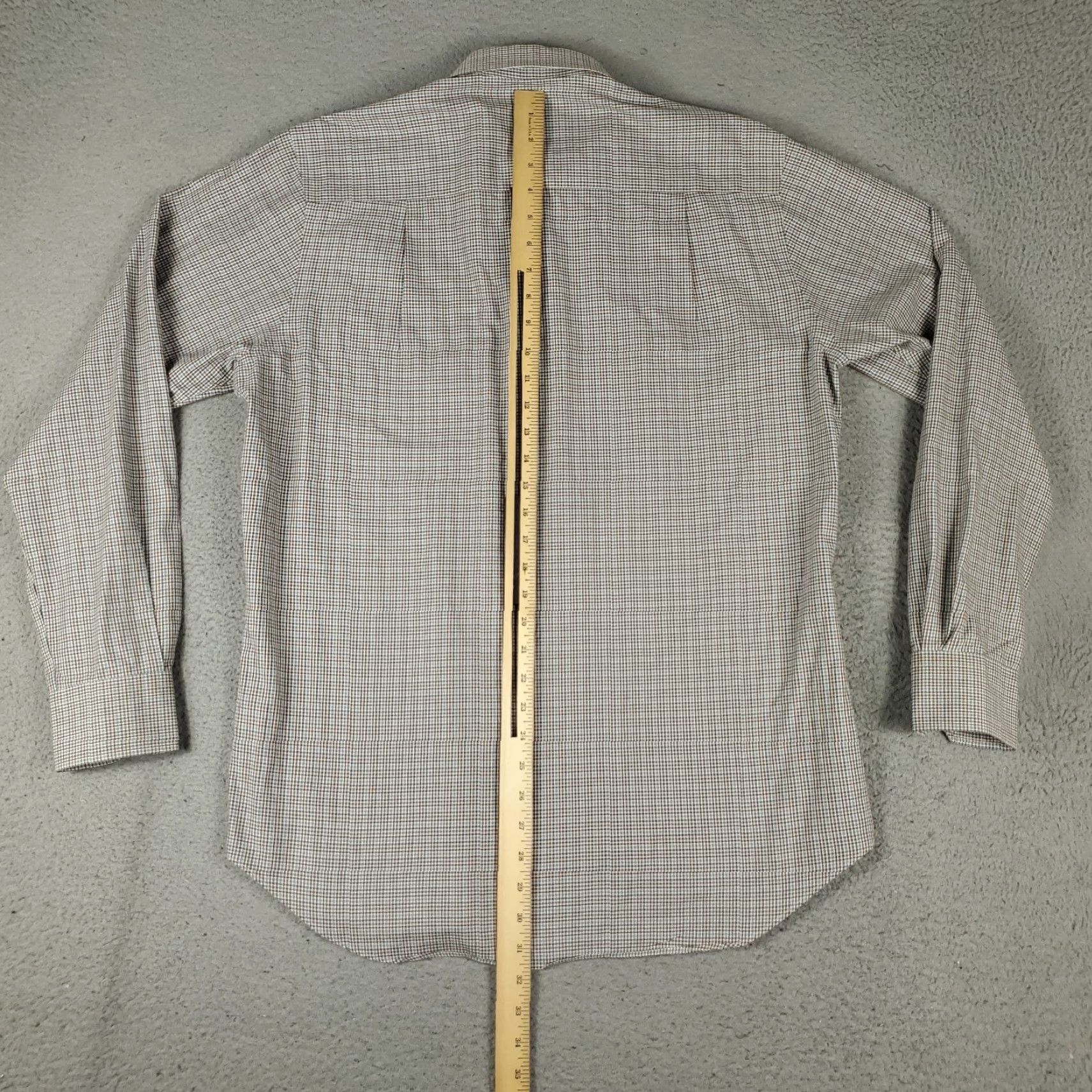 David Donahue David Donahue Shirt Mens 16.5 Brown Blue Check Dress Button Up Long Sleeve Clothing Shirt Mens Brown Check Dress Shirt 16.5 Mens Size 42R - 3 Thumbnail