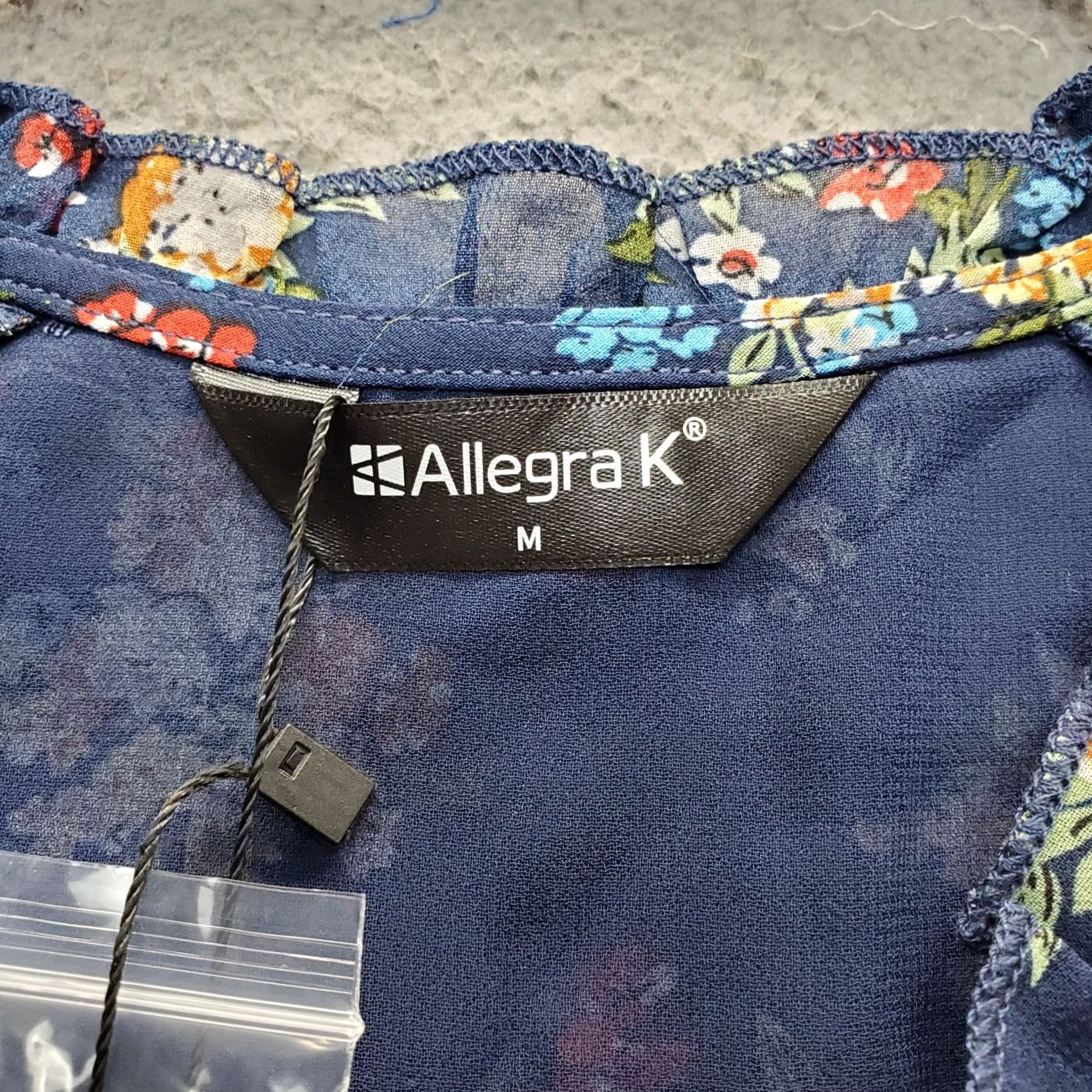 Vintage Allegra K Blouse Top Womens M Multi Floral Sheer Flutter Sleeve Tie Button Front Size M / US 6-8 / IT 42-44 - 6 Thumbnail
