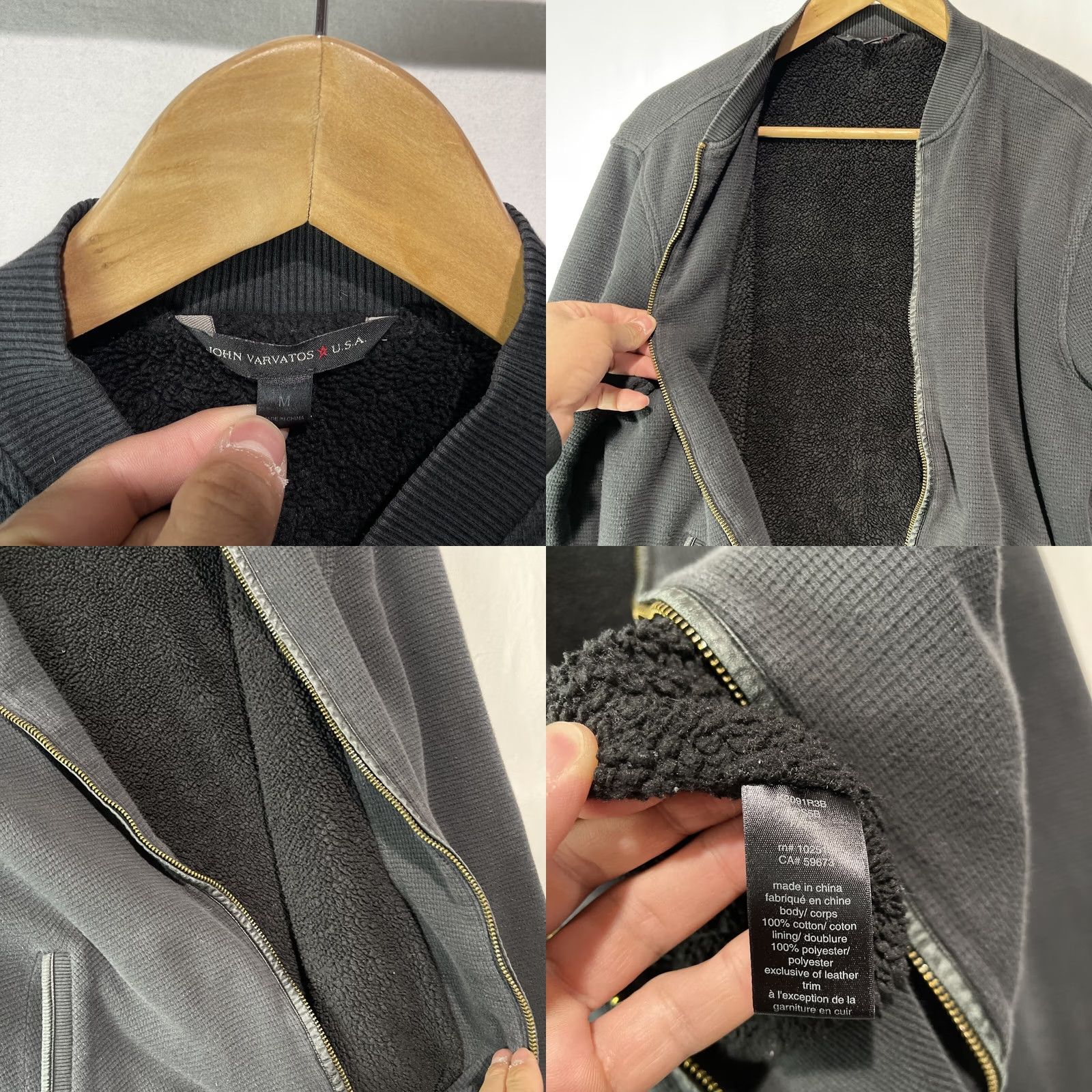 John Varvatos John Varvatos Jacket Mens Medium Thermal Waffle Knit Sherpa Lined Zip Bomber Jacket Size US M / EU 48-50 / 2 - 8 Thumbnail