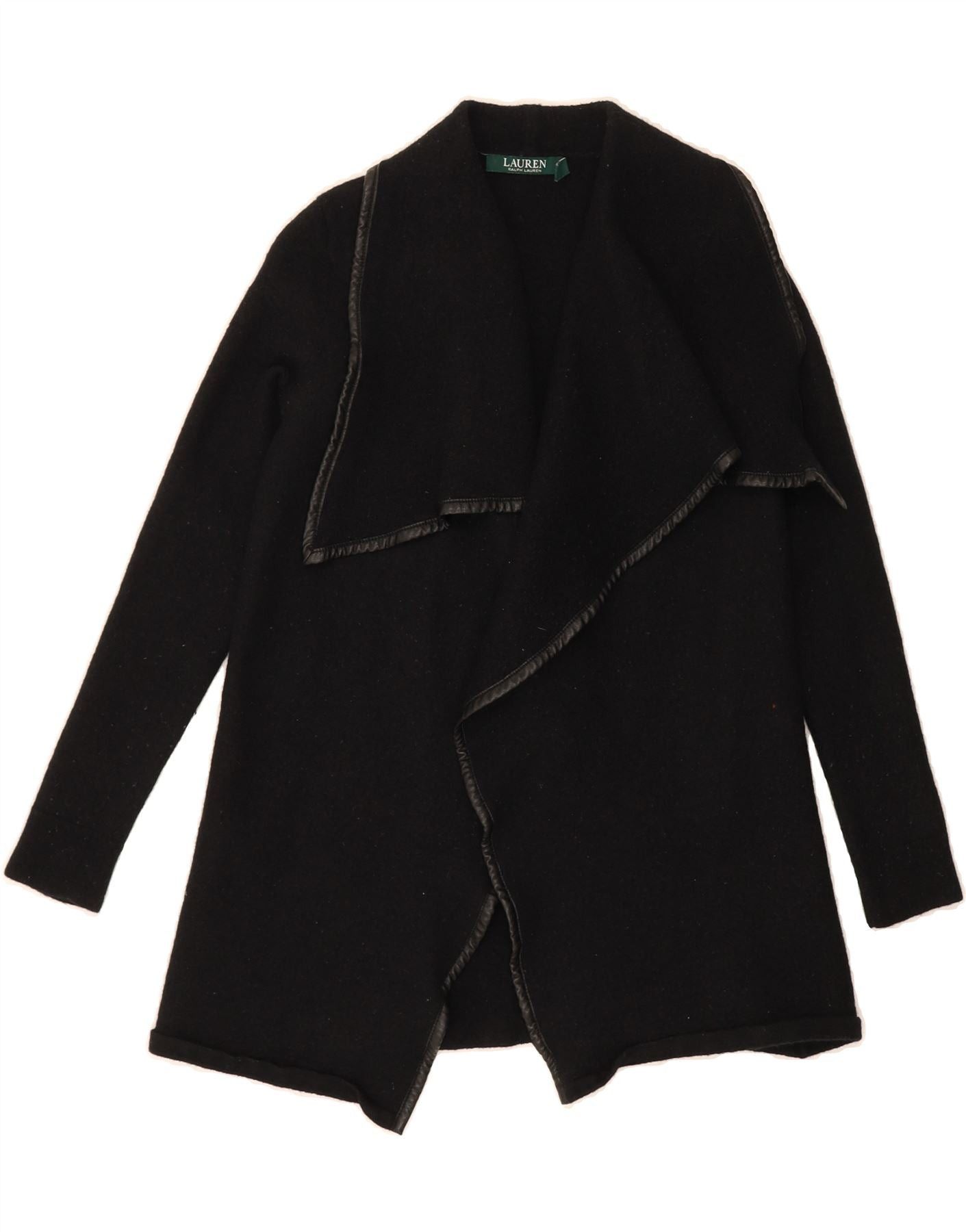 Ralph Lauren Womens Open Cardigan Sweater UK 12 Medium Black Wool Size M / US 6-8 / IT 42-44 - 1 Thumbnail