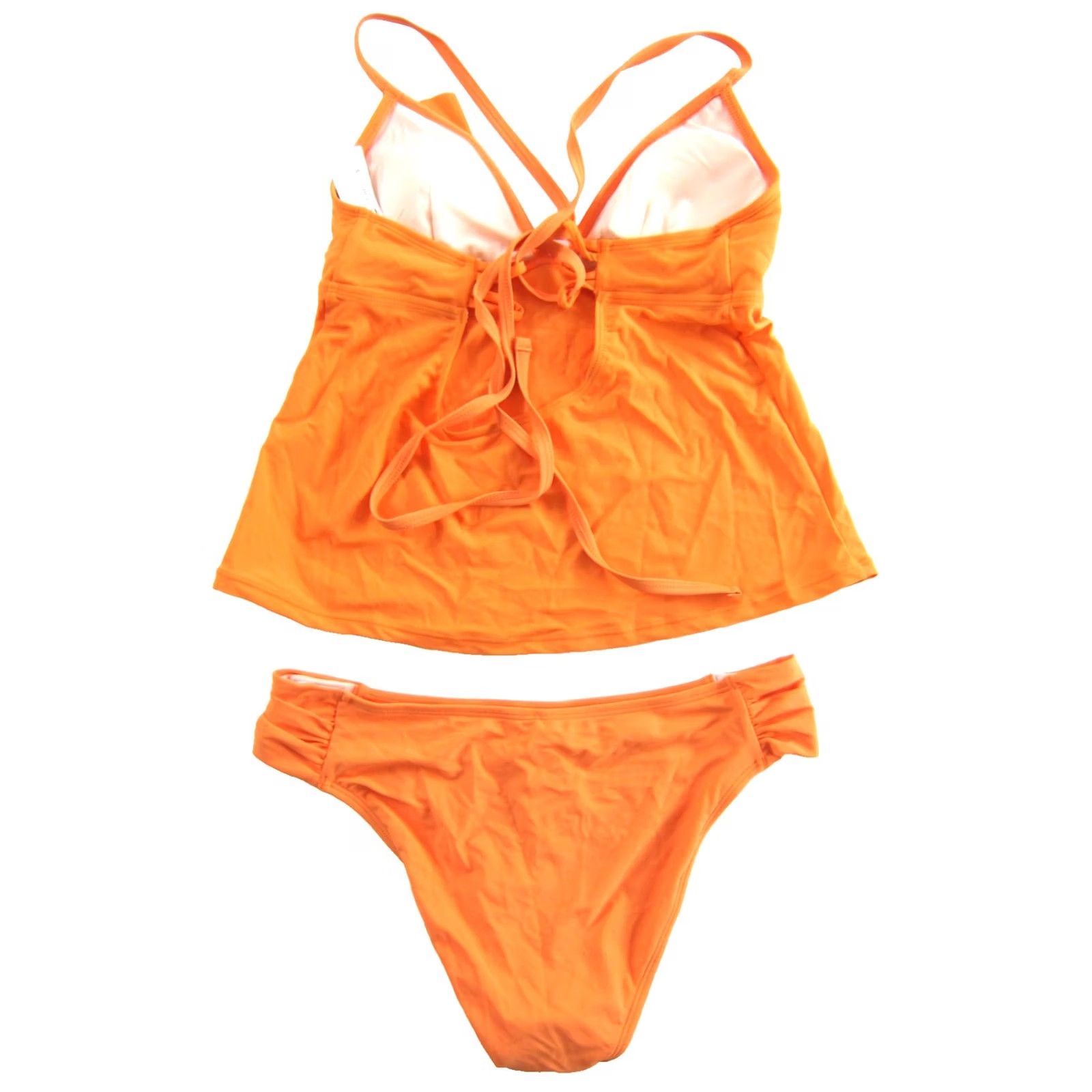Vintage Cupshe Tankini Tank Top Bikini Bottom 2 Piece Swimsuit M Orange Nylon Spandex Built-In Bra Padded Bust NWT Ladies Size M / US 6-8 / IT 42-44 - 2 Thumbnail