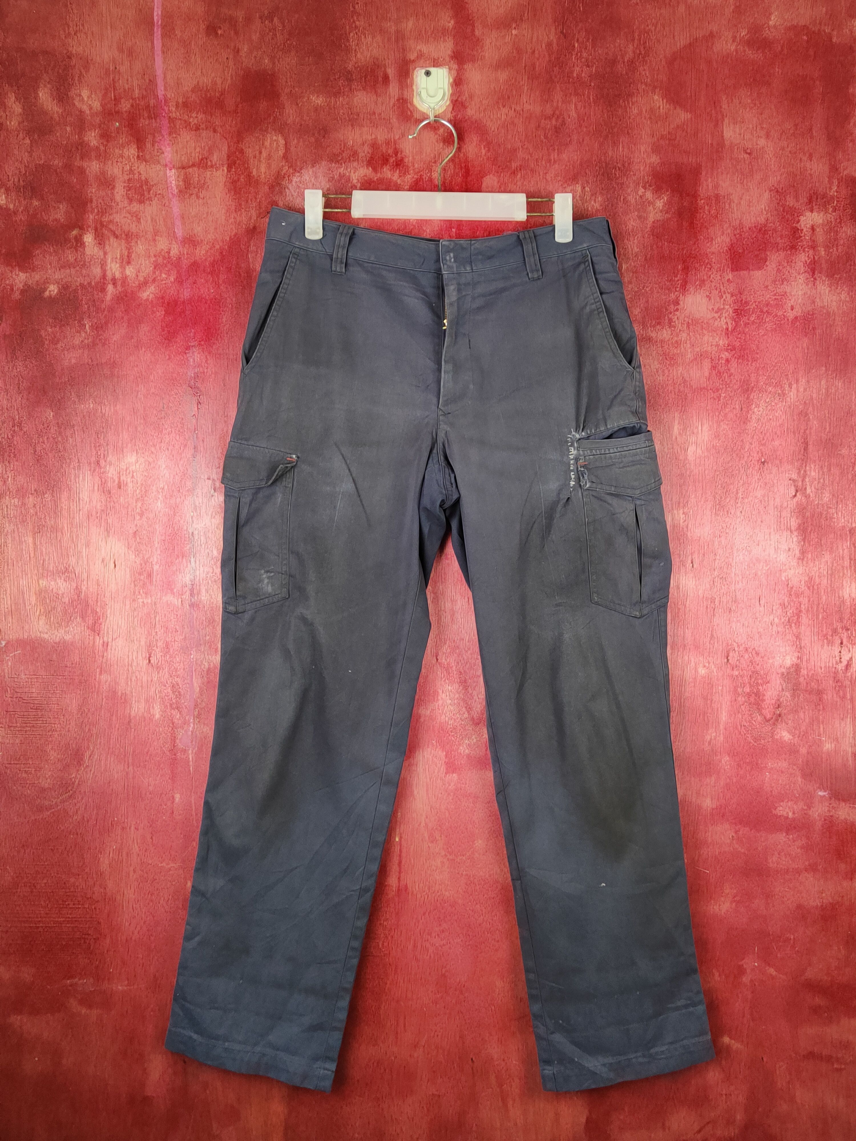 Image of Vintage Tobiryu Dark Blue Multipocket Tactical Cargo Pants S1424, Men's (Size 31)