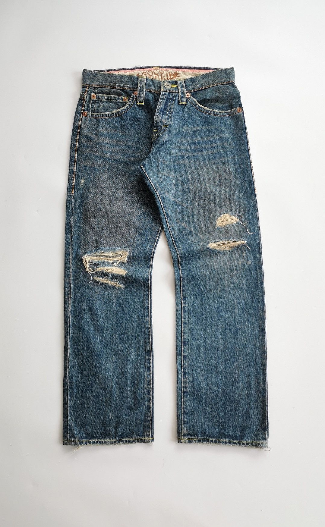 Japanese Brand CocoLulu Print Distressed Denim Jeans Size US 32 / EU 48 - 5 Thumbnail