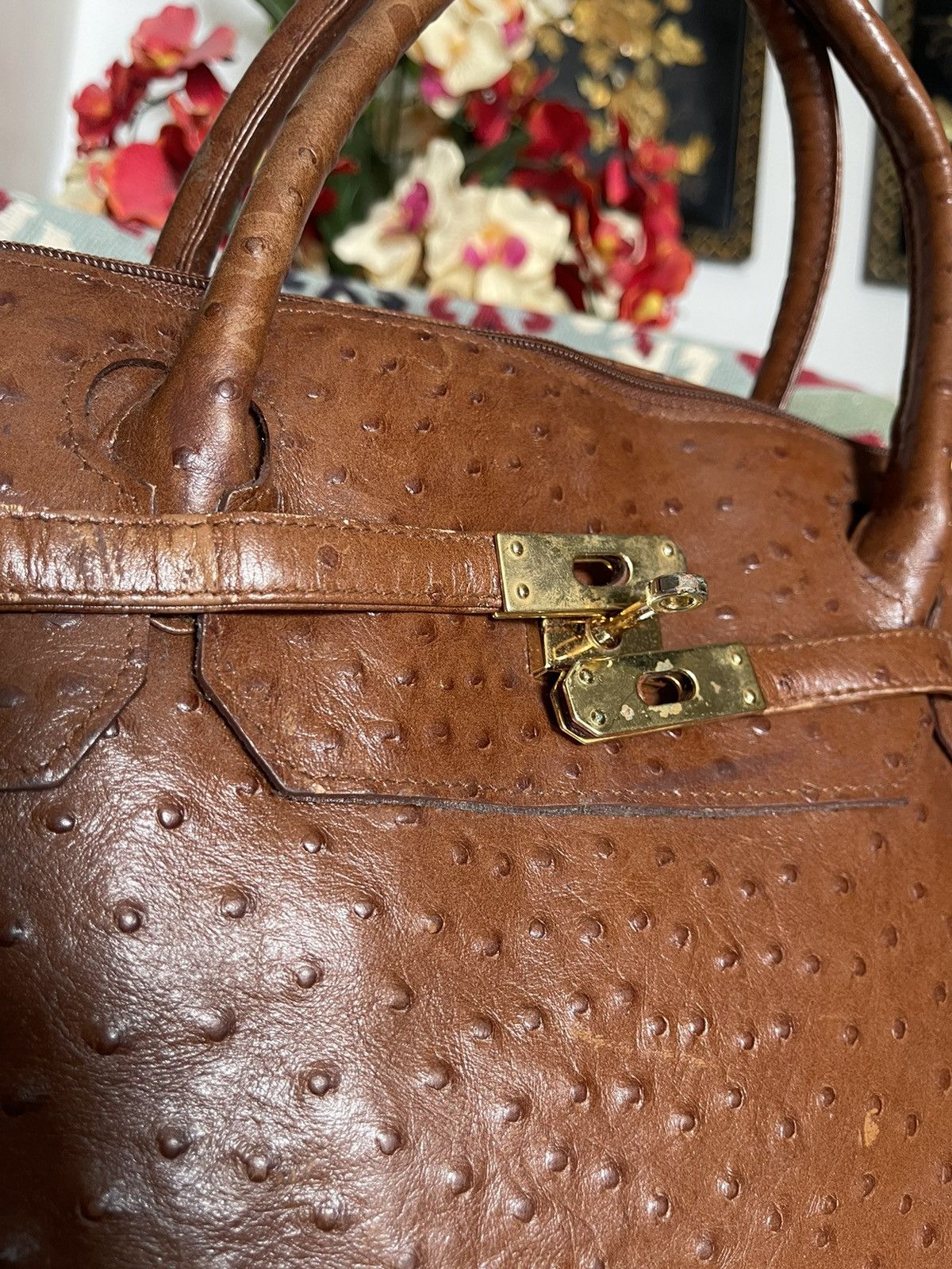 Handmade × Japanese Brand OSTRICH LEATHER BIRKIN PATINA BAG Size ONE SIZE - 4 Thumbnail