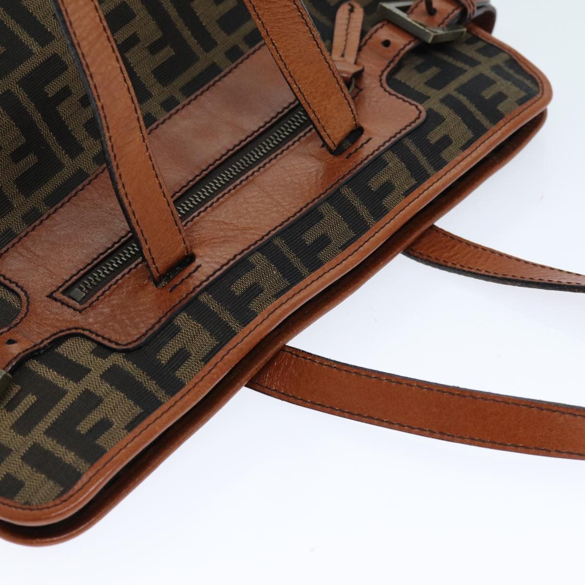 Fendi FENDI Zucca Canvas Tote Bag Brown Black Size ONE SIZE - 6 Thumbnail