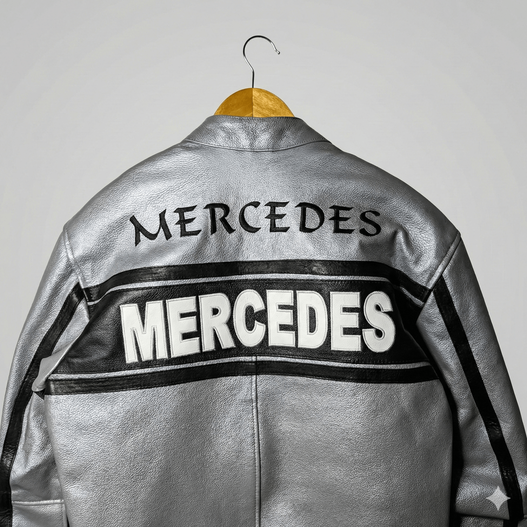 Mercedes-Benz Mercedes Benz F1 Silver Leather Racing Jacket Patch Moto Y2K Size L / US 10 / IT 46 - 5 Thumbnail