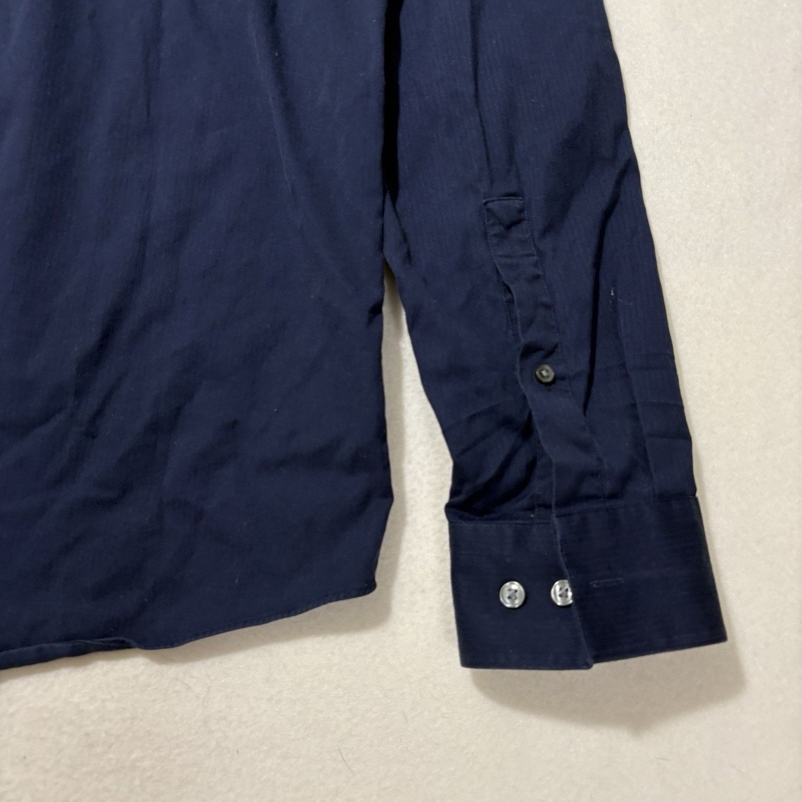 Apt. 9 Apt 9 17.5 36/37 Slim Fit Button Down Dress Shirt Navy Blue Size US XL / EU 56 / 4 - 14 Thumbnail