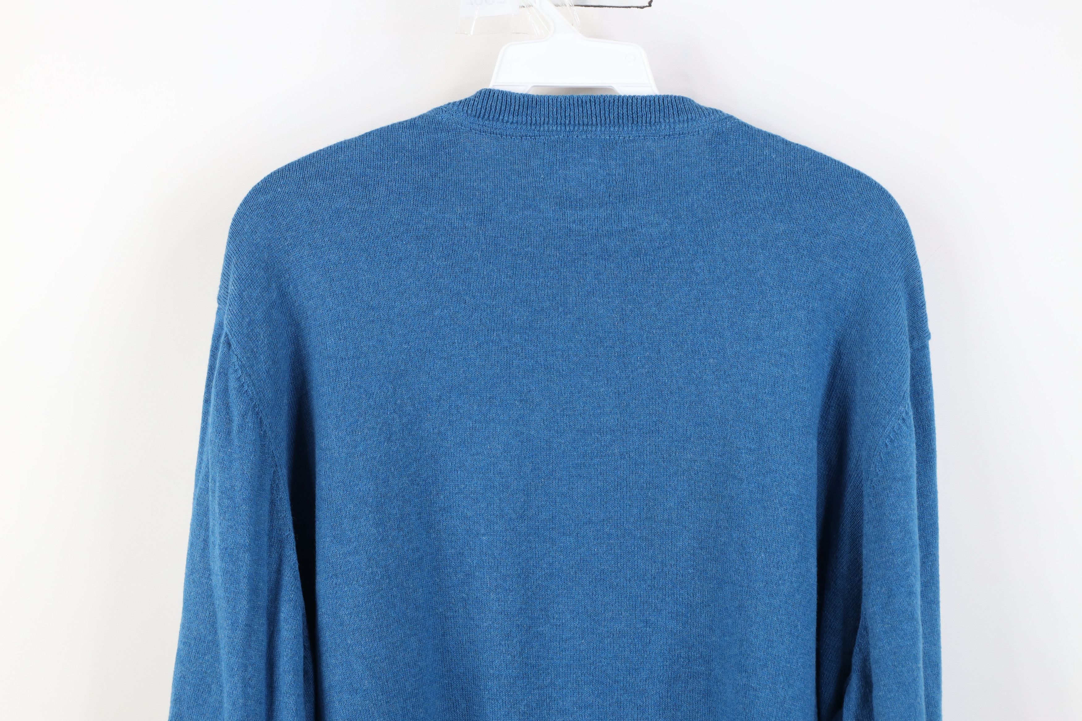 L.L. Bean Vintage LL Bean Cotton Cashmere Knit V-Neck Sweater Blue Size US XXL / EU 58 / 5 - 9 Thumbnail