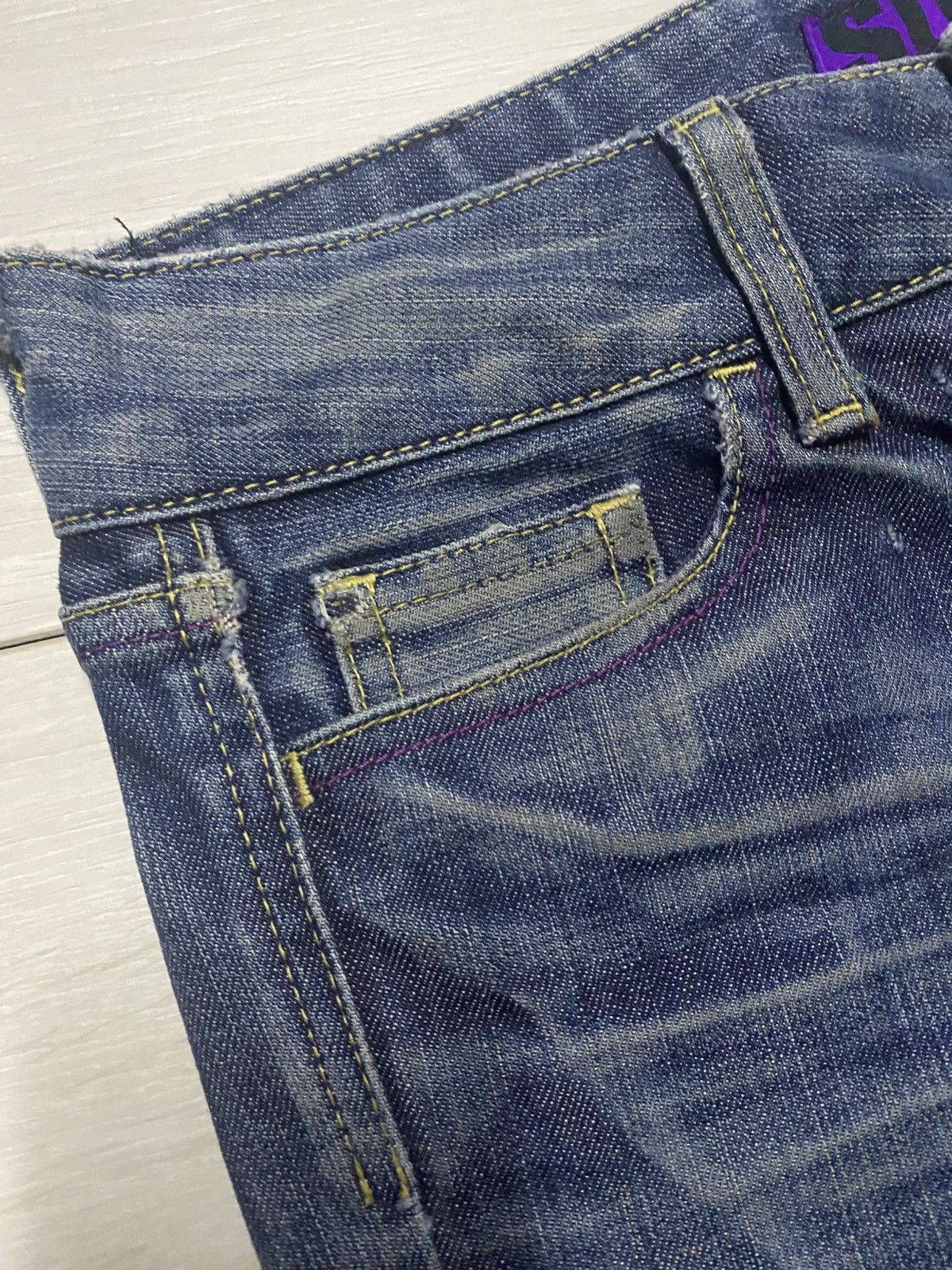 SLY Vintage Sly Blue Wash Distressed Flare Jeans Size US 28 / EU 44 - 7 Thumbnail