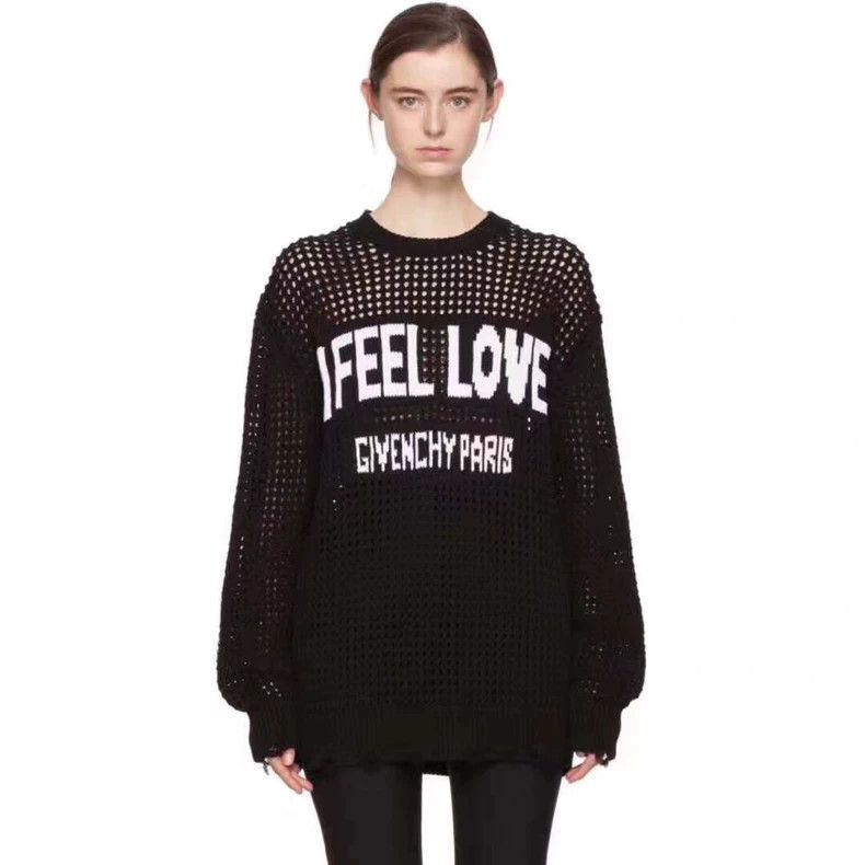 Givenchy Givenchy I Feel Love Lettering Sweater, Black Size US XS / EU 42 / 0 - 1 Thumbnail