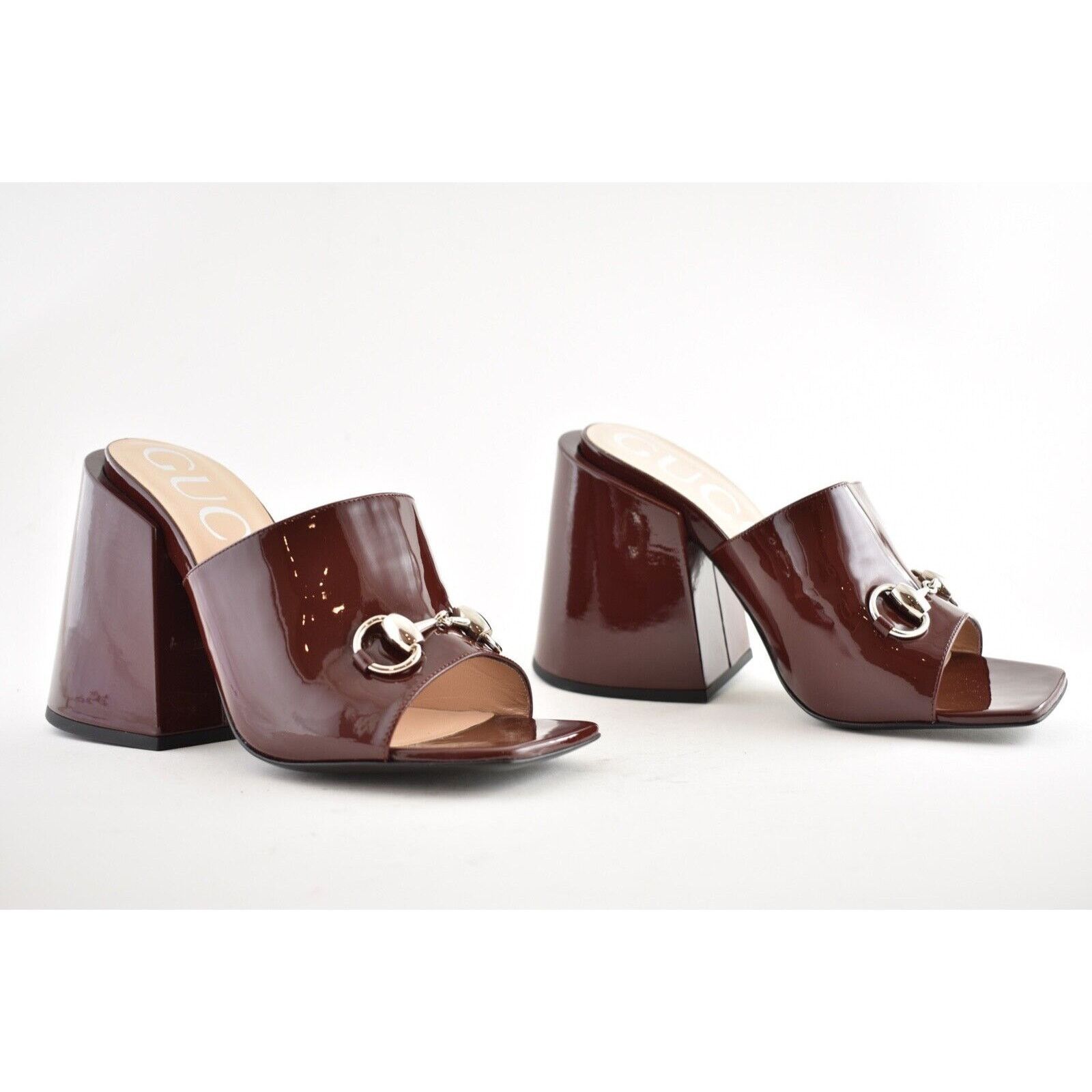 Gucci Gucci Lexi 105 Dark Red Bordeaux Patent Backless Sandal Size US 5 / IT 35 - 2 Thumbnail