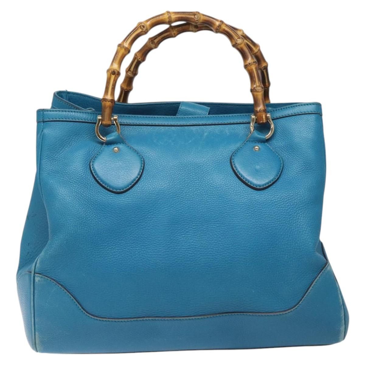 Gucci GUCCI Bamboo Hand Bag Leather Blue Gold Size ONE SIZE - 13 Thumbnail