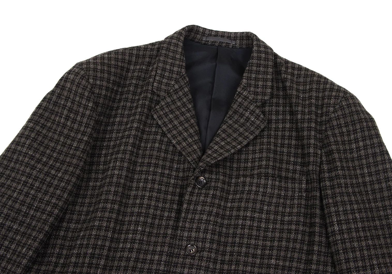 Comme des Garcons Homme Plus Wool Check T Gathered Jacket Black Brown Size S Size US S / EU 44-46 / 1 - 2 Thumbnail