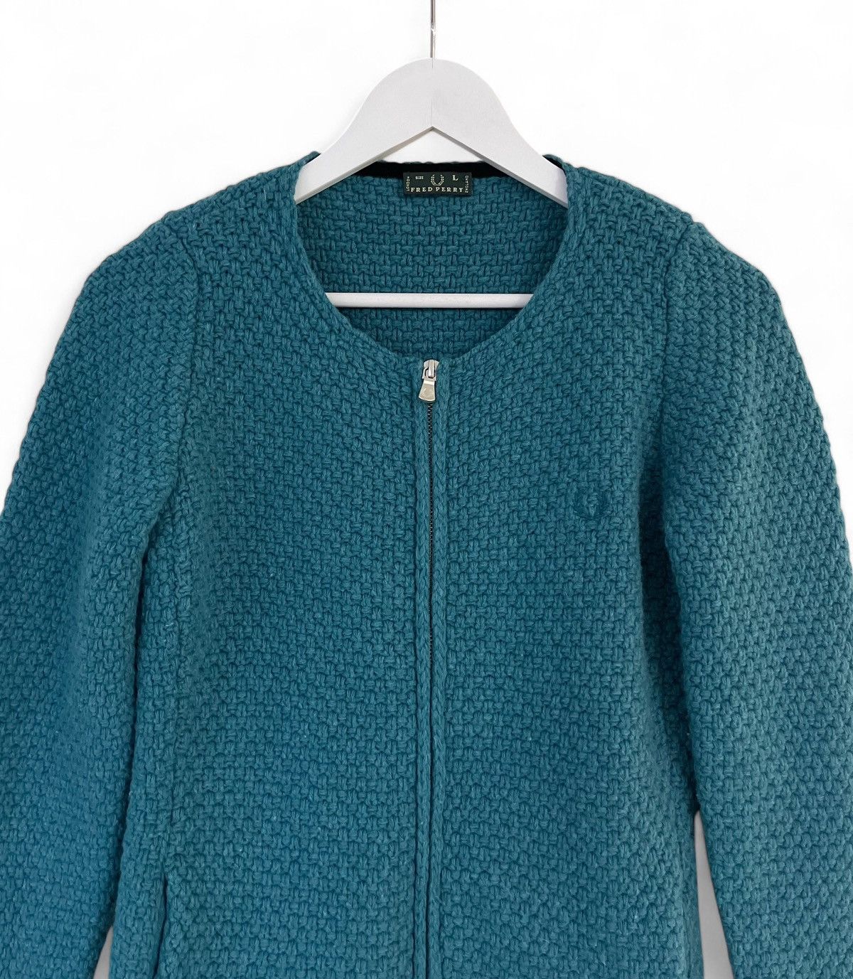 Fred Perry × Vintage 90's Fred Perry Italy Wool Cardigan Sweater Zip Women's L Size L / US 10 / IT 46 - 3 Thumbnail