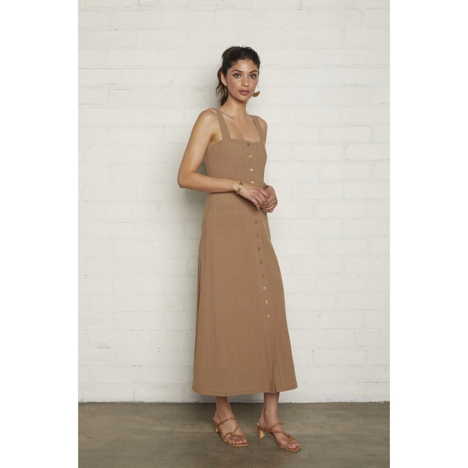 image of Rachel Pally Linen Rome Dress Masala Brown S, Women's (Size Small)