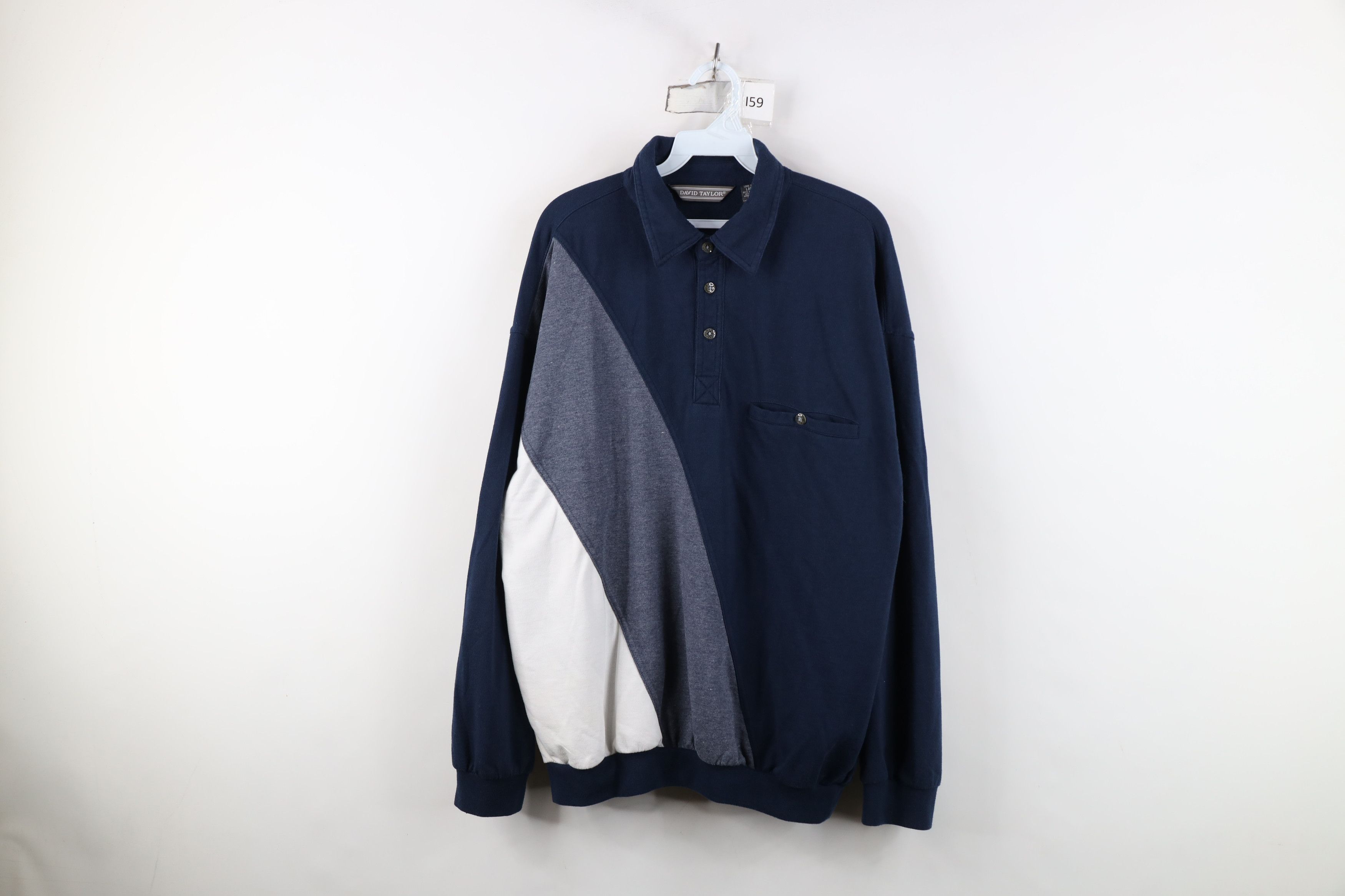 Vintage Vintage 90s Streetwear Block Pullover Long Sleeve Rugby Polo Size US L / EU 52-54 / 3 - 1 Thumbnail