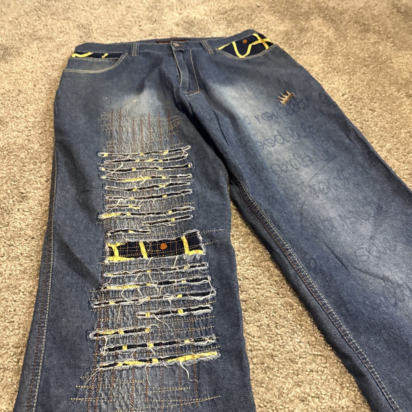 J Brand VINTAGE Y2K Burgundy Brand Baggy Hip Hop Embroidered Jeans 38x34 Men Red Wide-Leg Style Size US 38 / EU 54 - 3 Thumbnail