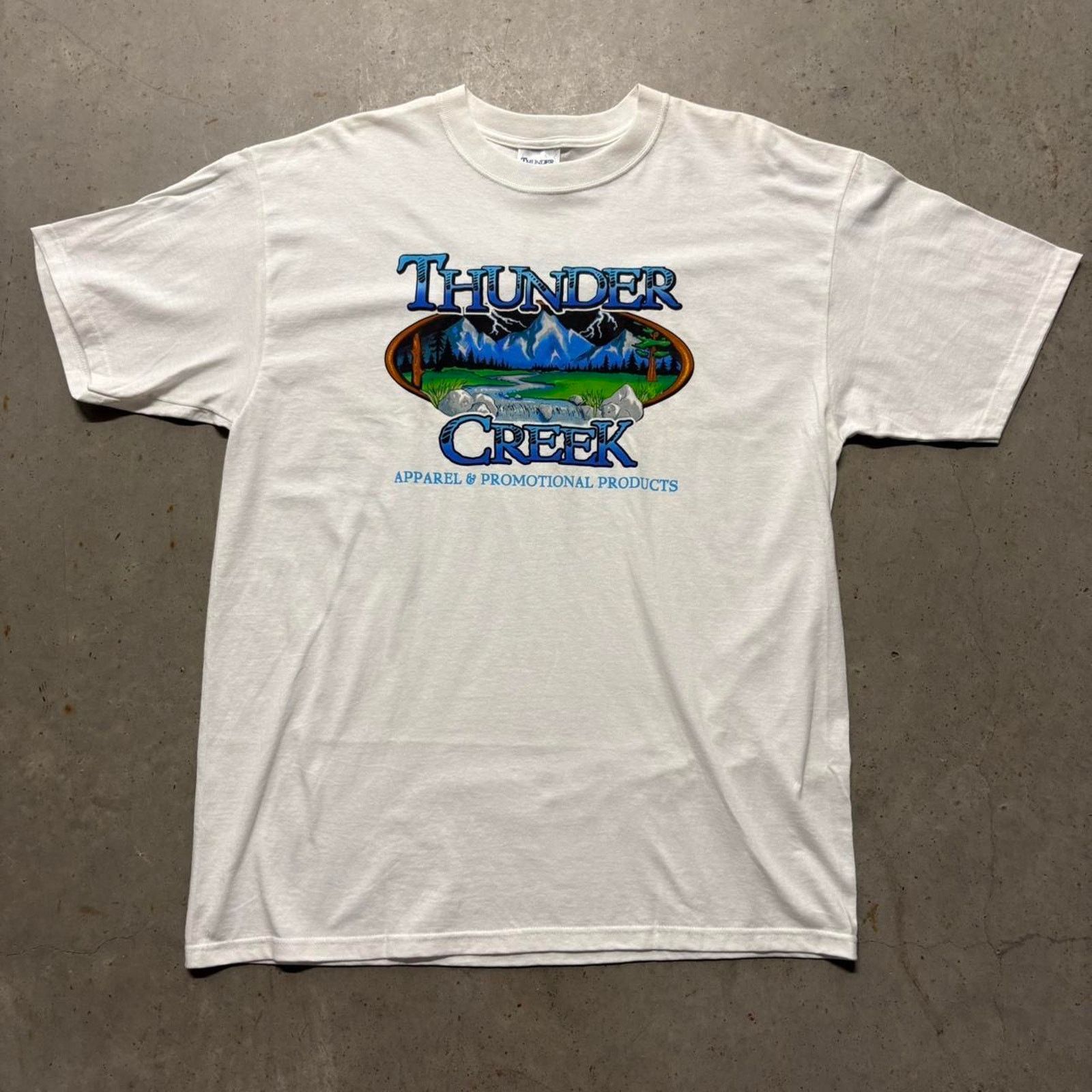 Japanese Brand × Vintage Crazy Vintage Y2K Thunder Creek Apparel Logo Graphic T Shirt Size US XL / EU 56 / 4 - 1 Thumbnail