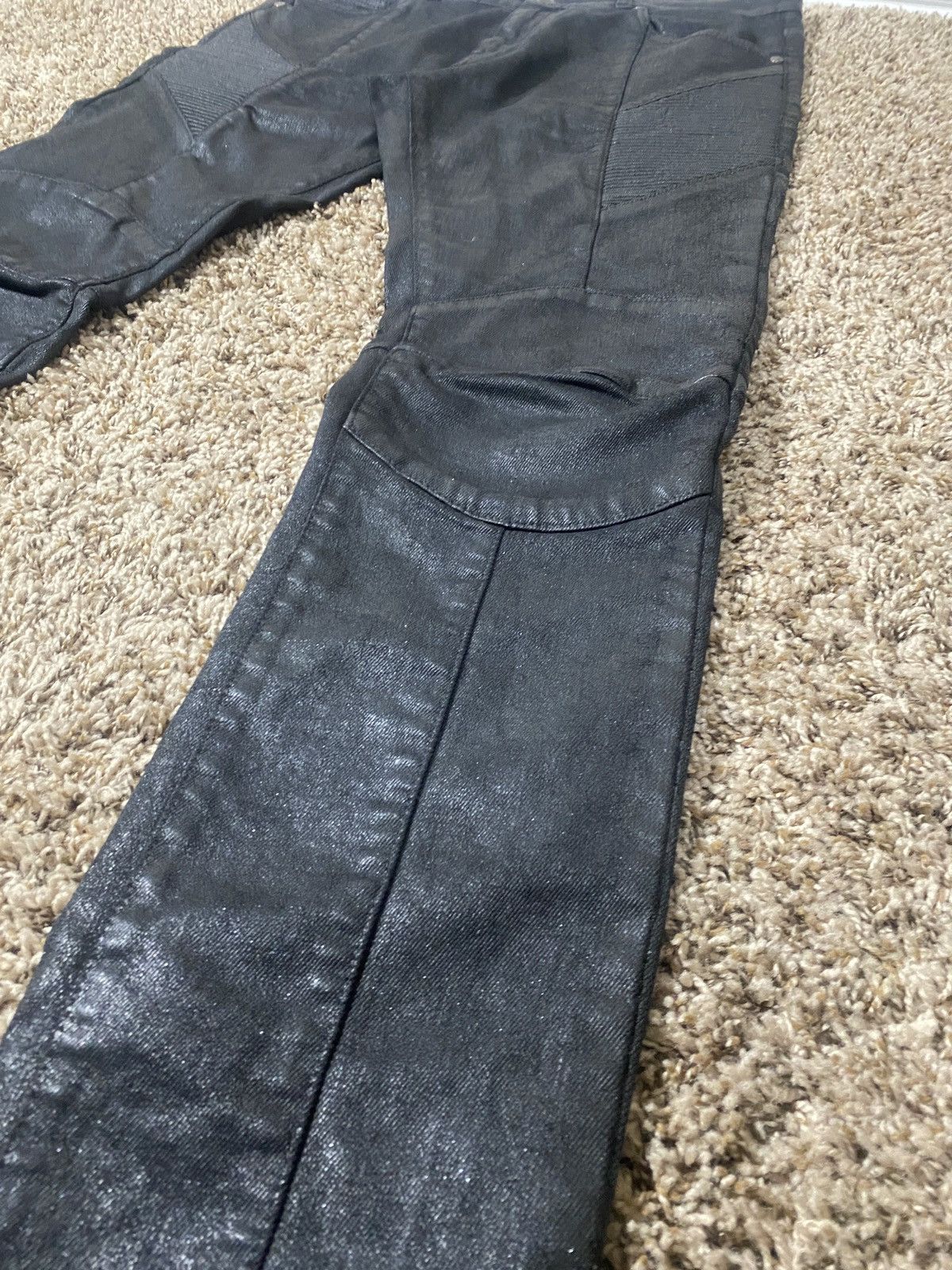 Balmain Pierre Balmain 2010s Black Wax Painted Biker Denim Jeans Size US 34 / EU 50 - 3 Thumbnail
