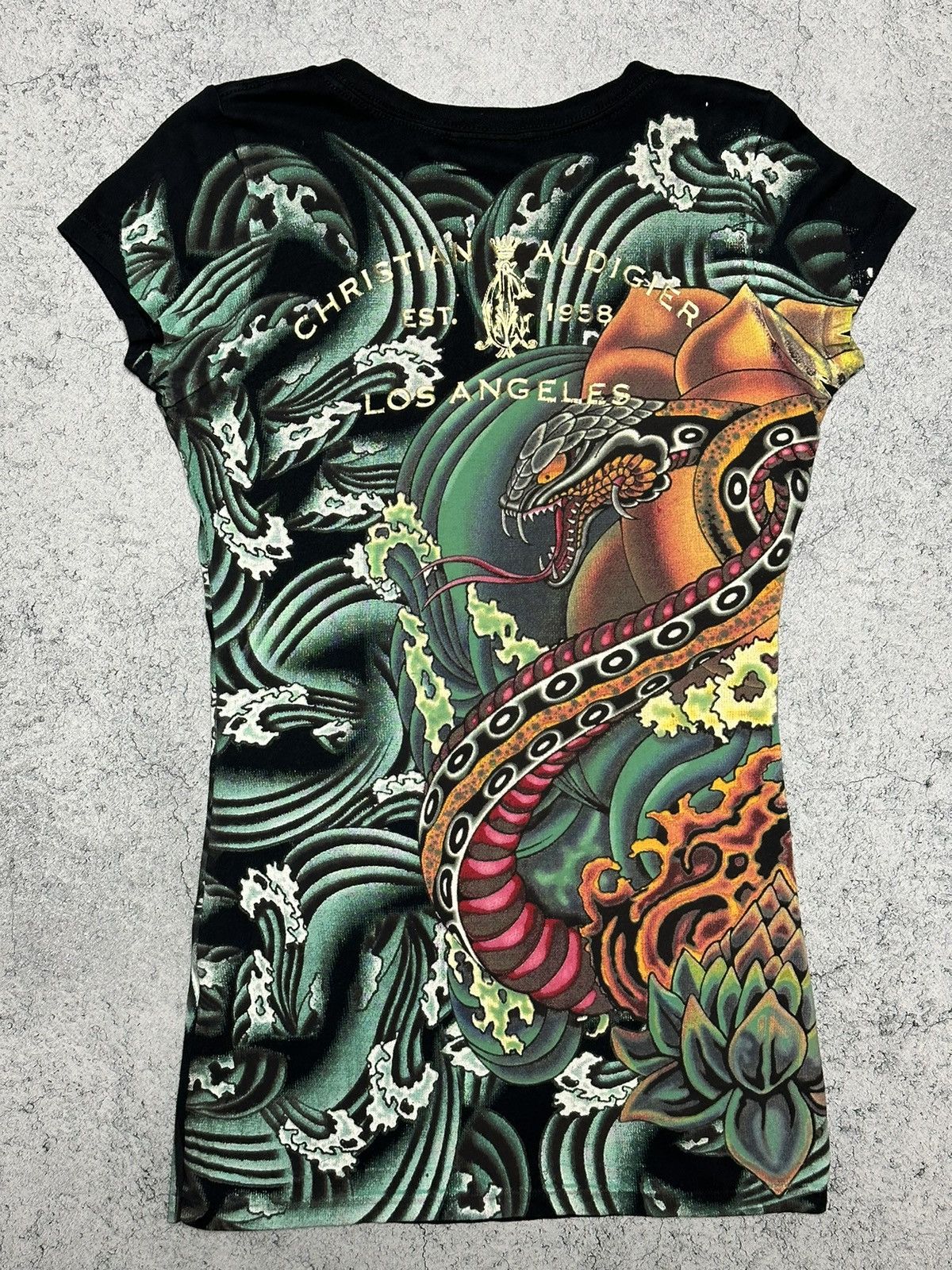 Christian Audigier × Ed Hardy × Vintage Ed Hardy Christian Audigier Snake Dress y2k all over print Size S / US 4 / IT 40 - 6 Thumbnail