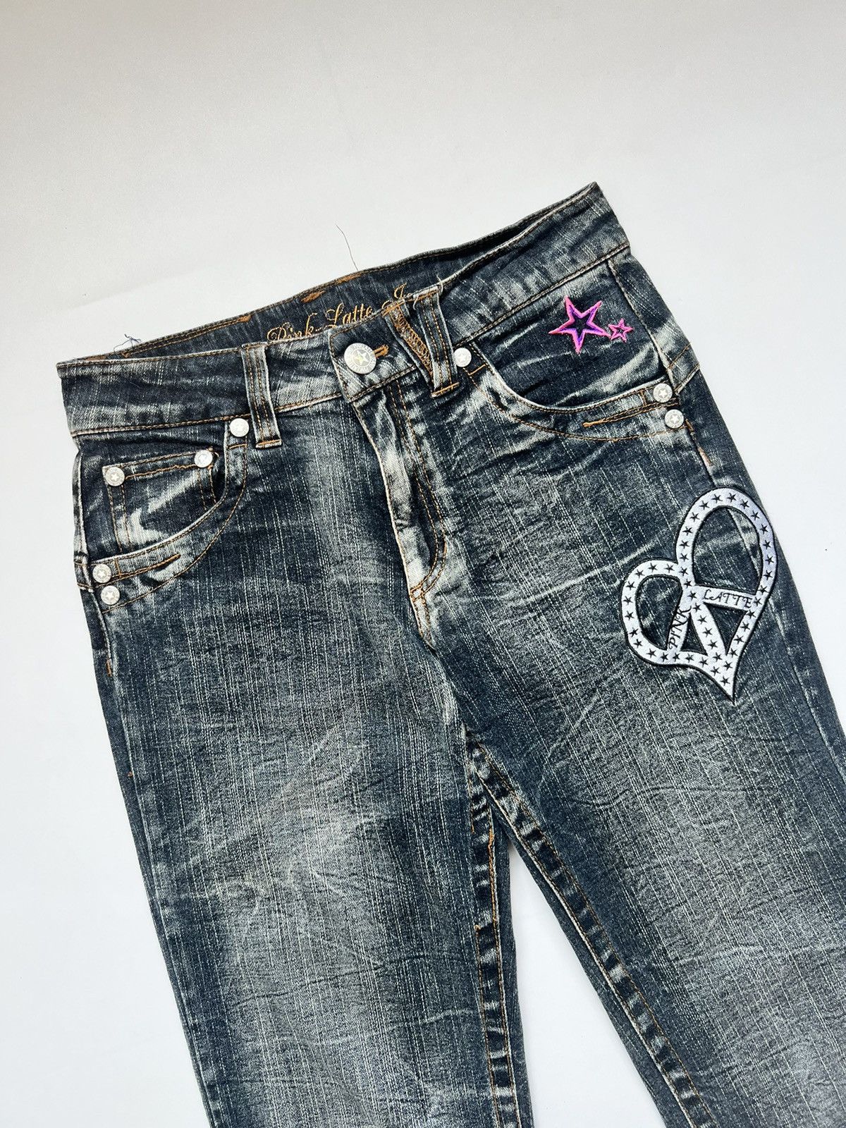 Japanese Brand Japanese Flared Pink Latte Embroidered Denim Size US 28 / EU 44 - 3 Thumbnail