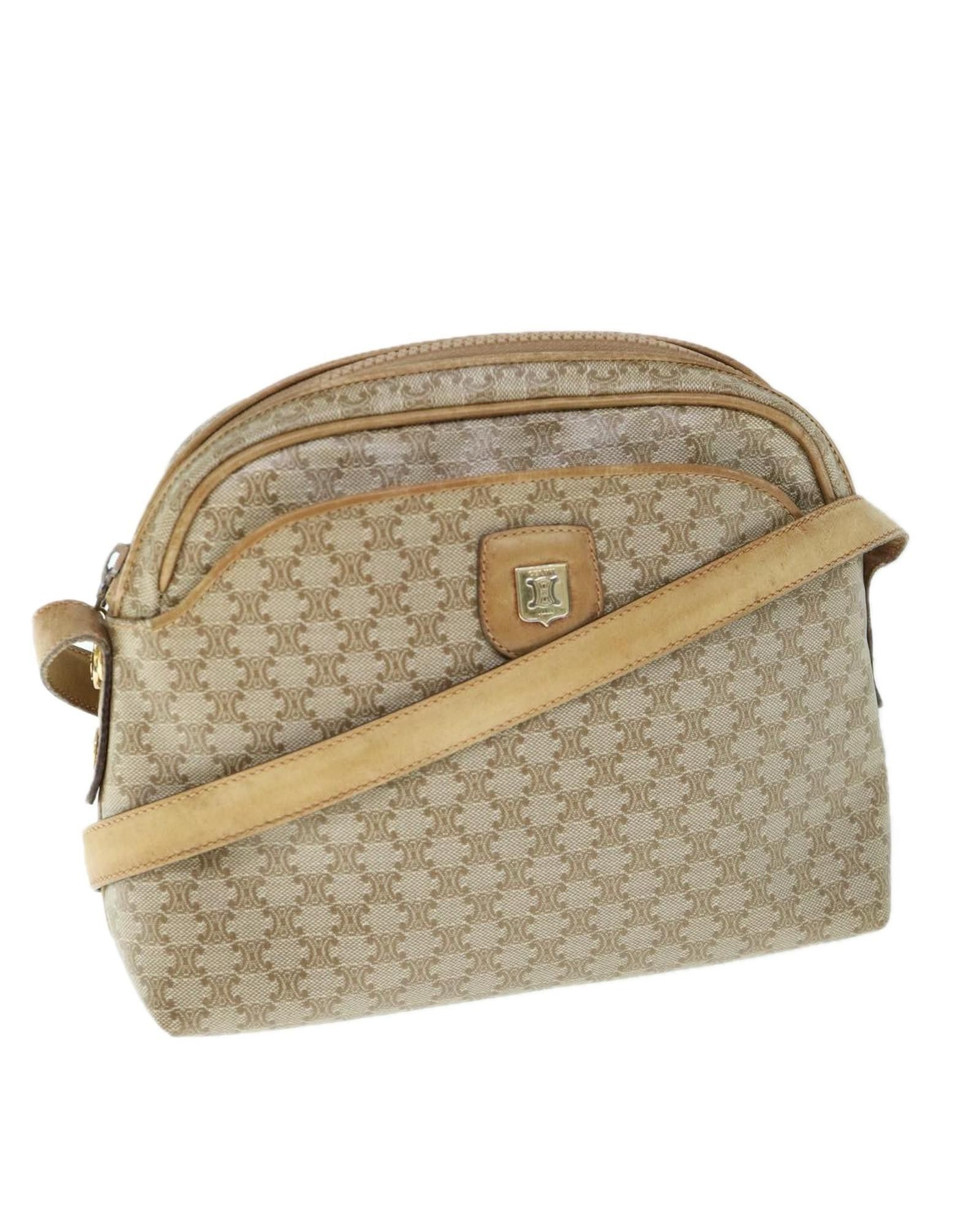 image of Beige Macadam Canvas Shoulder Bag - Authentic Celine, Women's