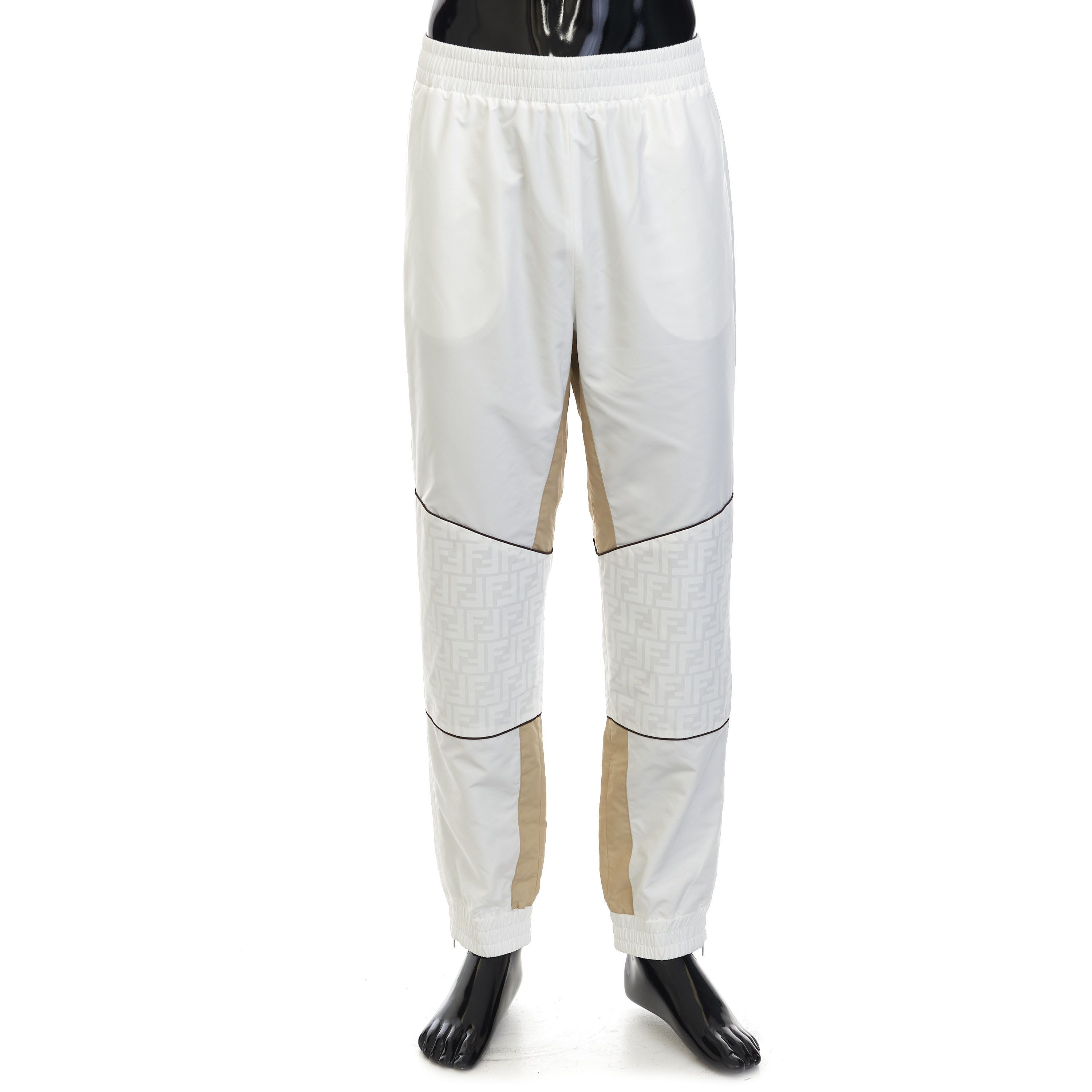 White Nylon Track Pants With FF Zucca Pattern Print Size S