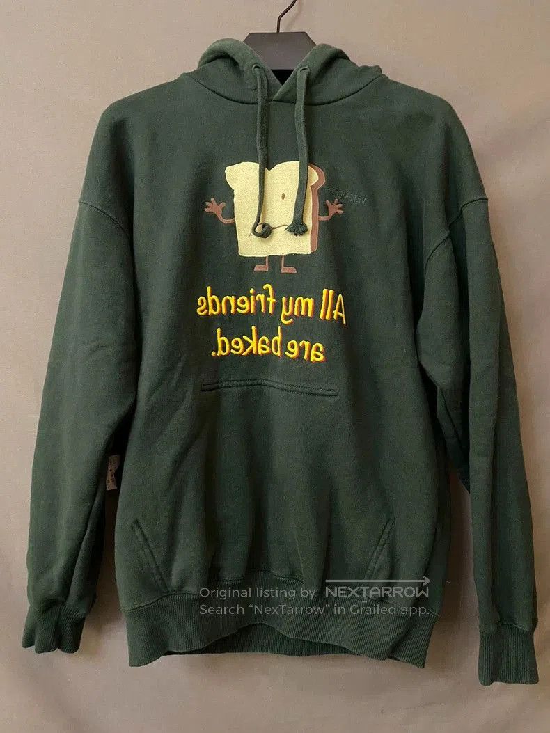 Vetements Vetements Green Graphic Hoodie with Bread Print. Size US M / EU 48-50 / 2 - 1 Thumbnail