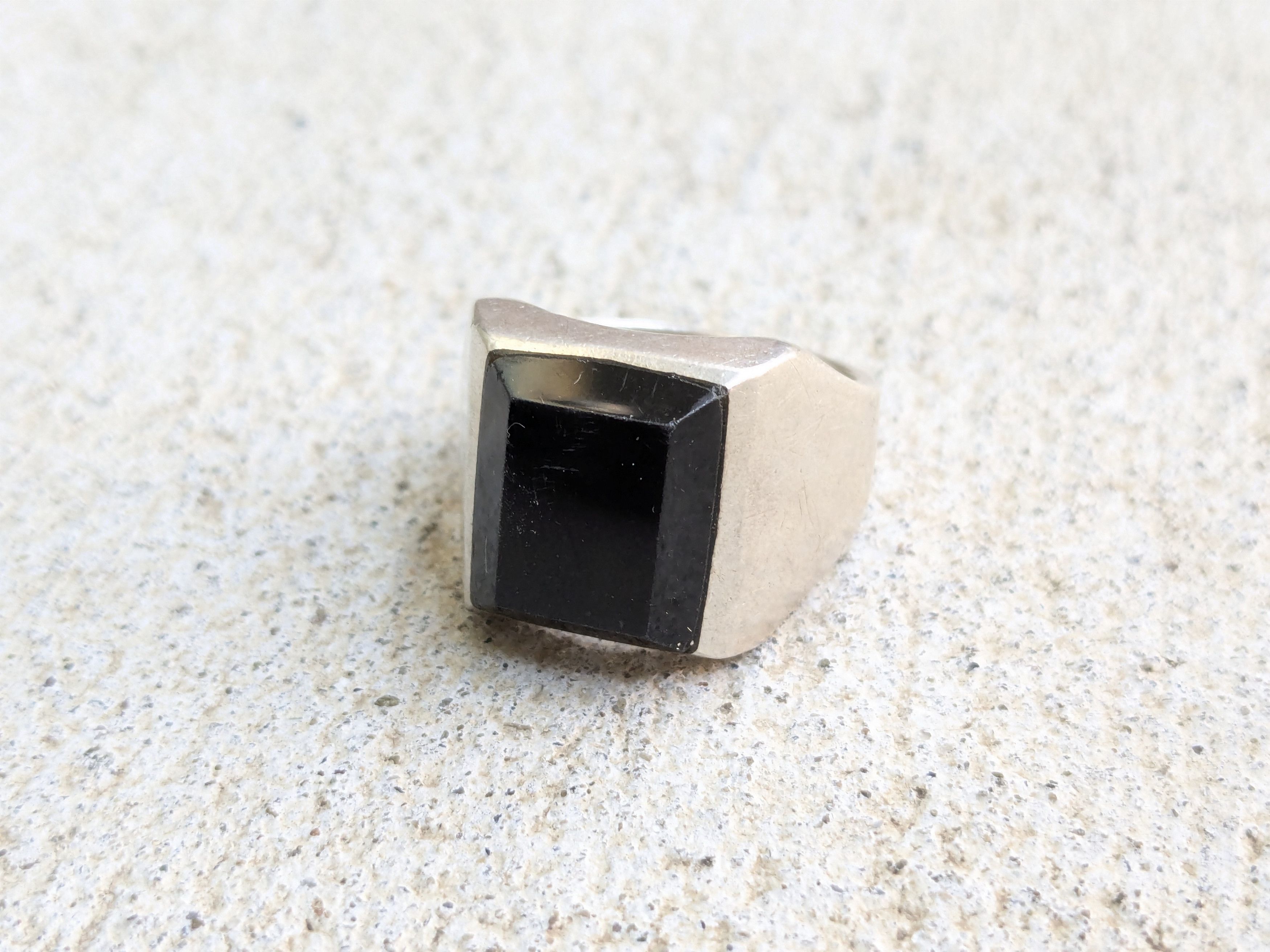 Vintage Vintage Taxco Sterling Silver Ring Black Onyx 10.5 Modern Size ONE SIZE - 2 Thumbnail