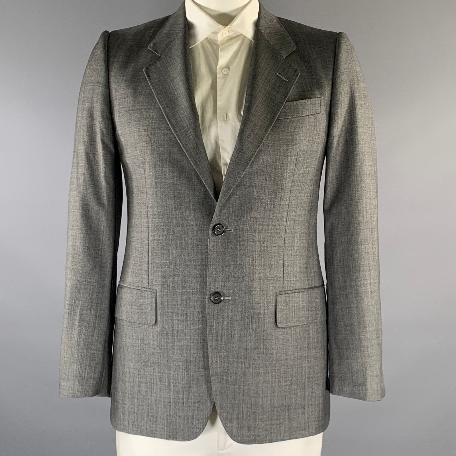 Yves Saint Laurent YVES SAINT LAURENT Size 40 Grey Wool Blazer Coat Size 40R - 1 Thumbnail