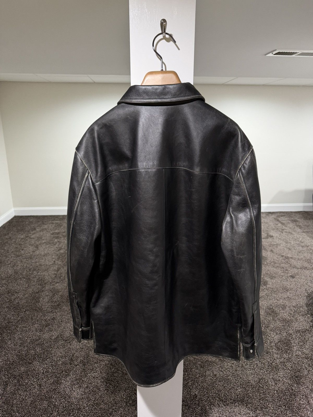 Loewe Loewe SS24 Black Aged Calfskin Leather Anagram Logo Jacket Size US L / EU 52-54 / 3 - 2 Thumbnail