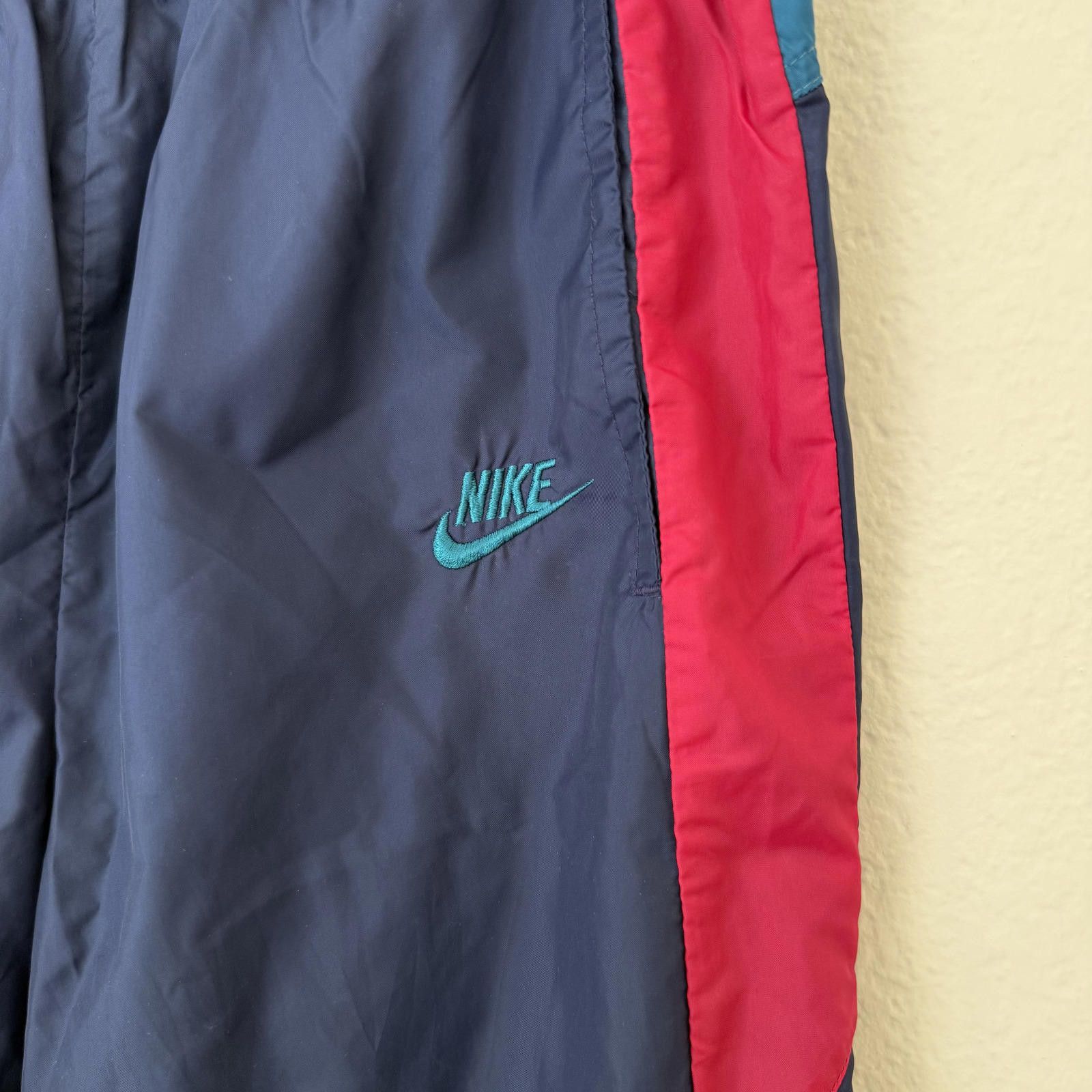 Nike Nike Pants Men's M Navy Teal Red VTG 90s Windbreaker Size US 32 / EU 48 - 2 Thumbnail
