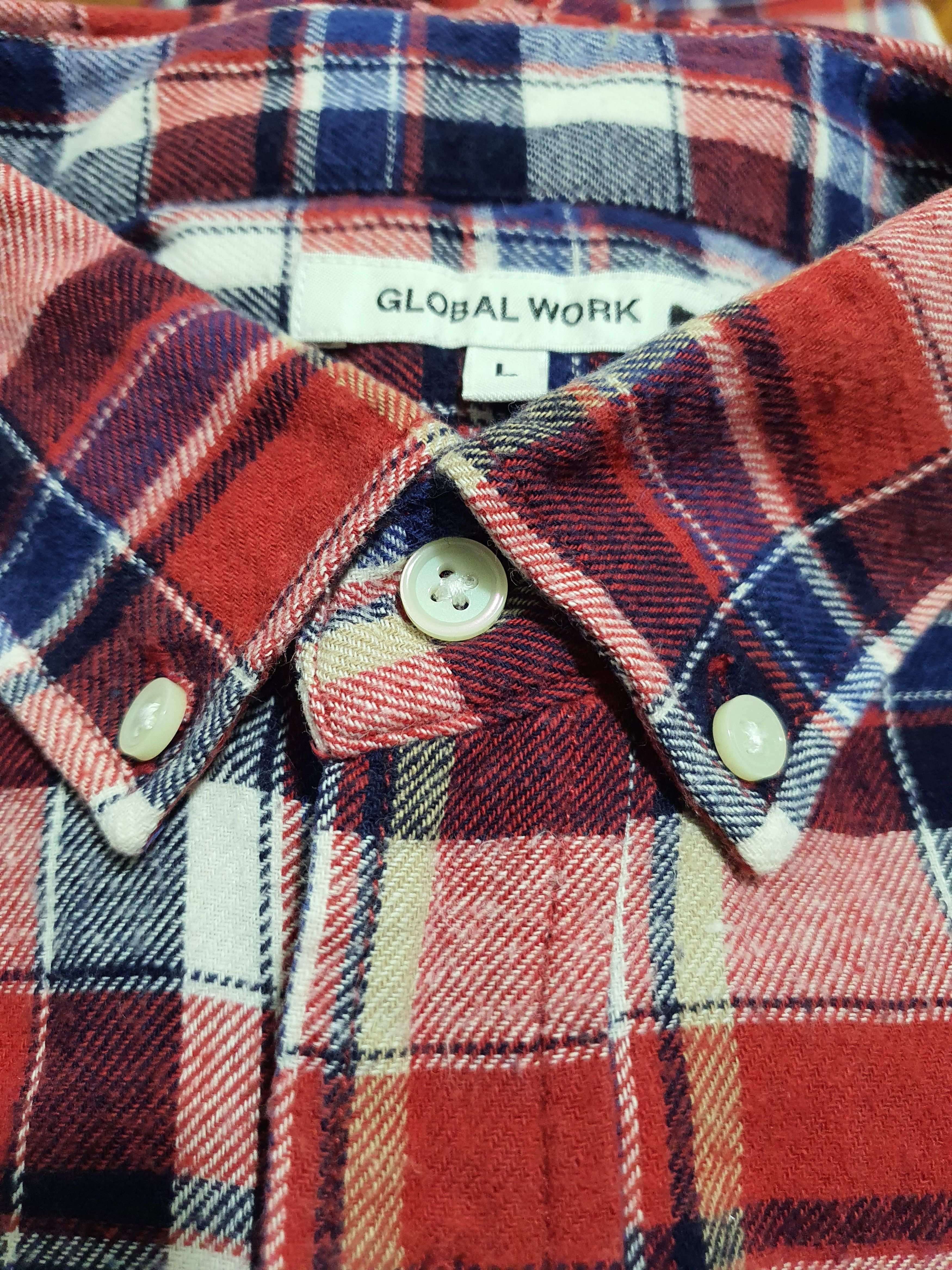 Global Work × Japanese Brand GLOBAL WORK 21/29 RED CHECKED WORK SHIRT Size US L / EU 52-54 / 3 - 4 Thumbnail